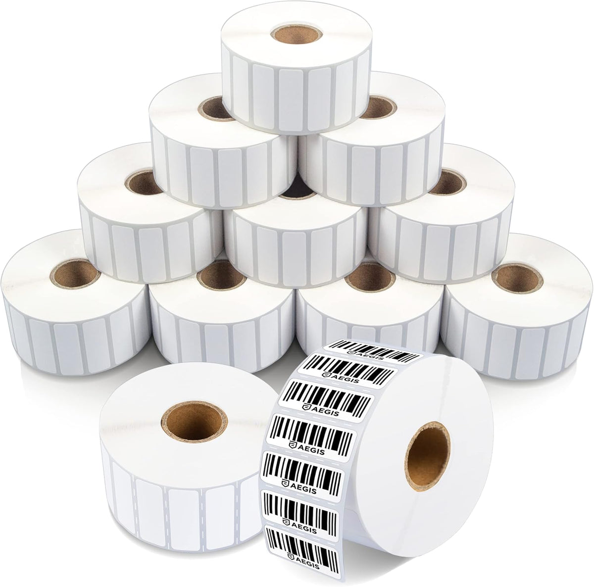 Aegis Adhesives - 1.5" X 0.5" Direct Thermal Labels, Perforated & Compatible with Zebra Desktop Printers - NOT Rollo Compatible (12 Rolls, 2350/Roll)