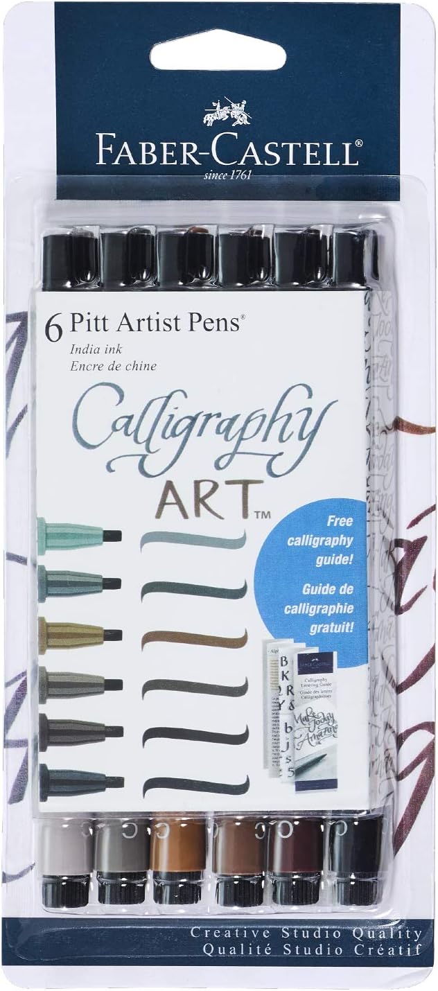Faber-Castell Calligraphy Pitt Artist Pen Set - 6 Subtle Toned Calligraphy Pens