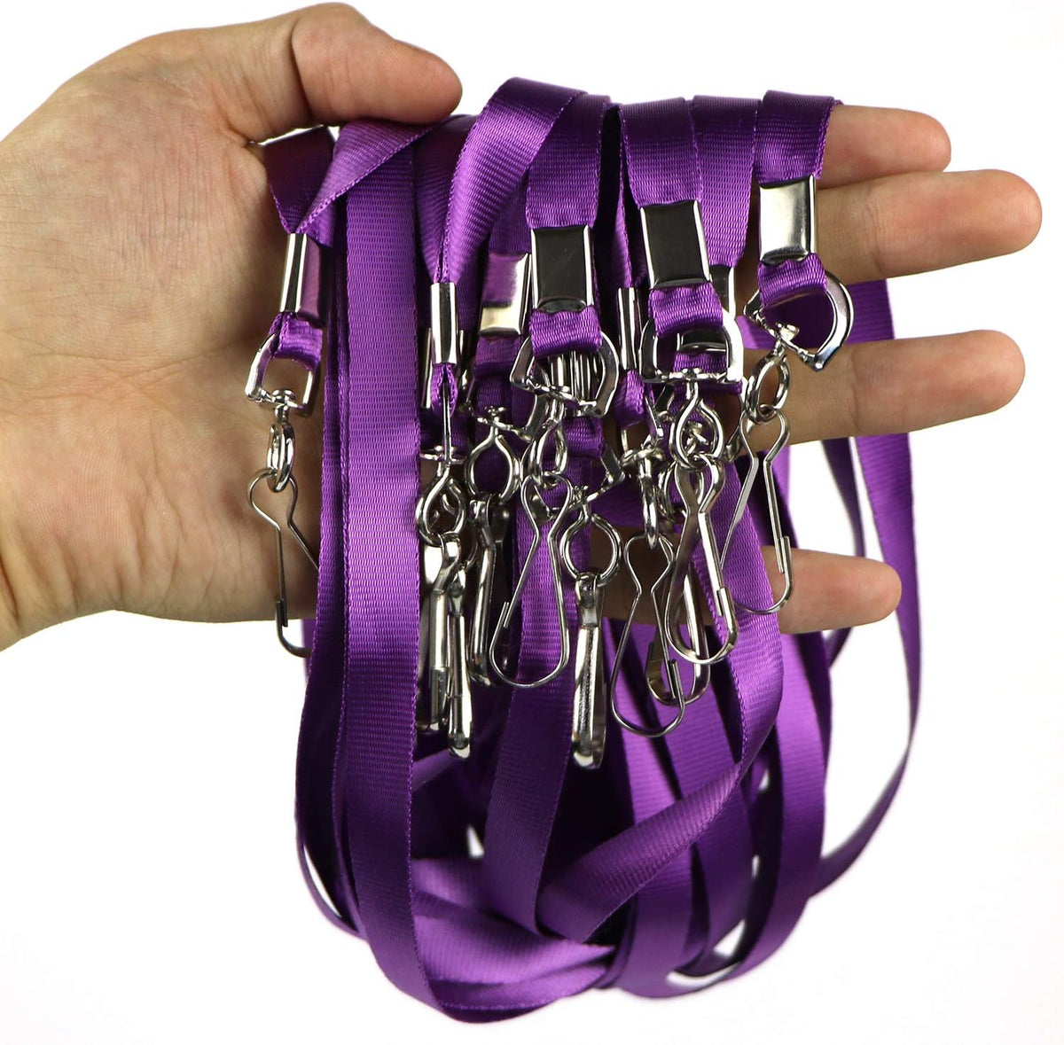 Bulk Lanyards Premium Cruise Lanyard Nylon Badge Lanyards for Id Holder Perfect for Office, Kids, Teachers (Purple, 50 Pack)