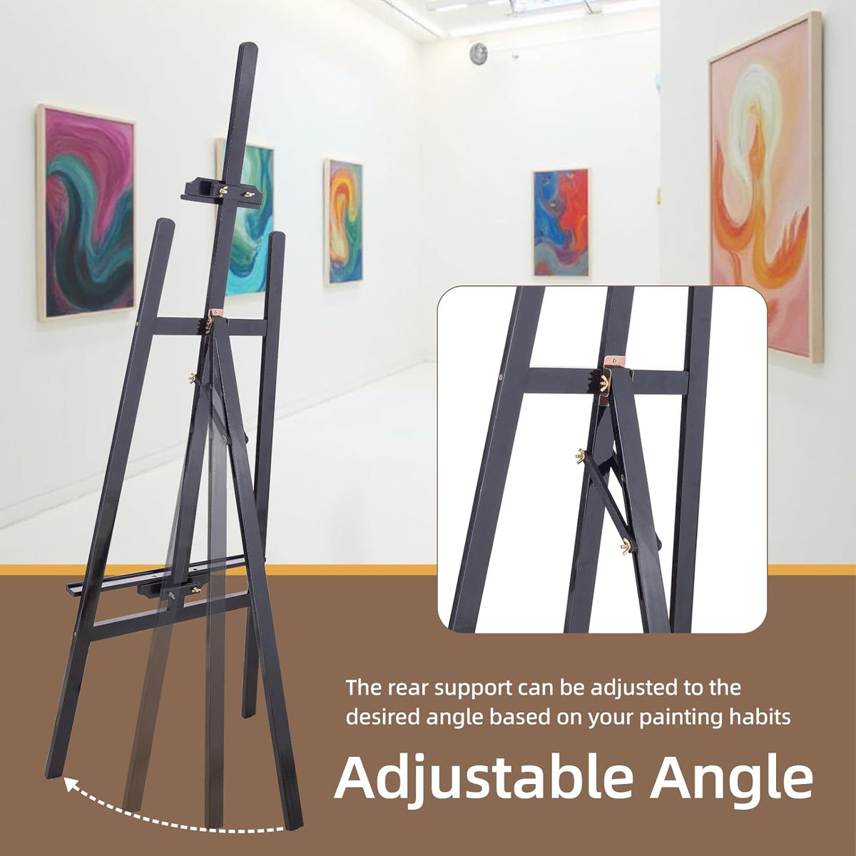 Falling in Art Easel Stand for Painting, Adjustable Wooden Easels for Painting Canvas Up to 42", Folding Art Easel for Drawing, Wedding Sign and Poster, Suitable for Kids and Adults(Black)