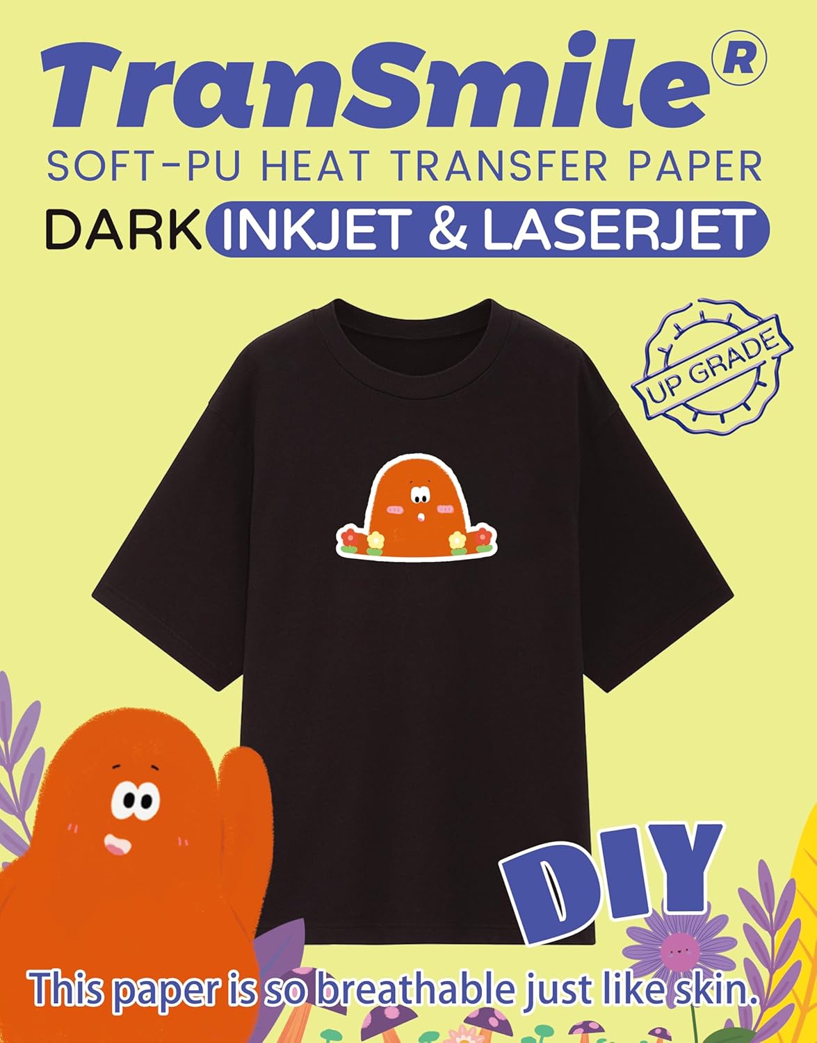 TranSmile Heat Transfer Paper for Inkjet & Laserjet Printer (10 Sheets, 8.5 x 11") Printable Heat Transfer Vinyl for Dark Fabrics Iron on Transfers for T Shirts(D3-10)
