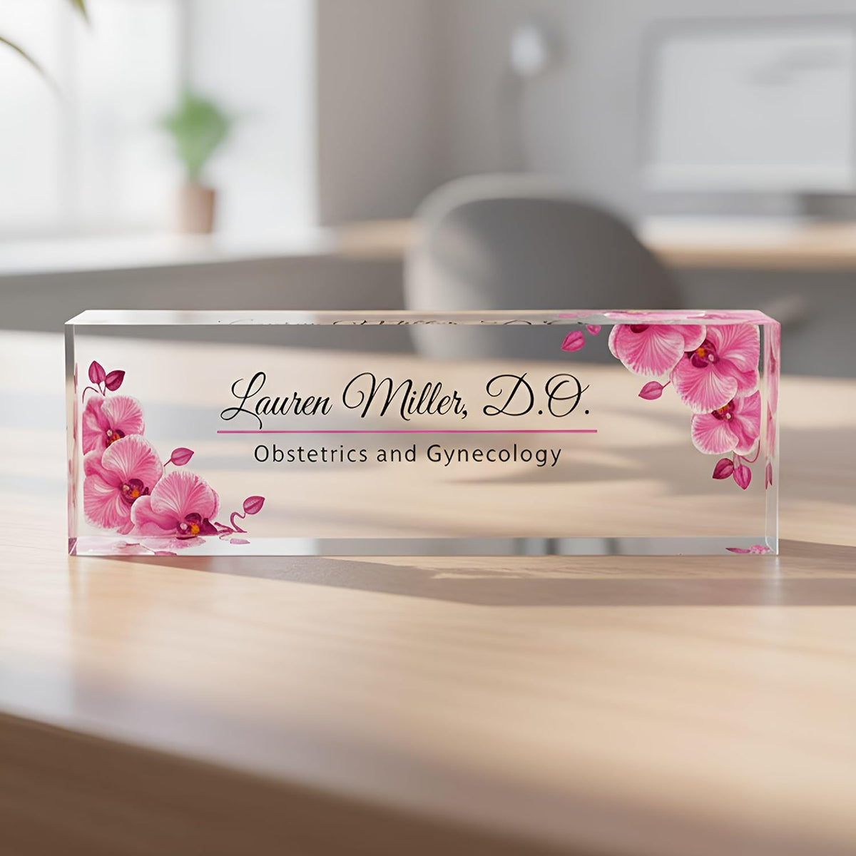 Desk Name Plate for Women, Acrylic Desk Name Plaque, Chiropractor Gift, Personalized Name Plate for Desk, Executive Custom Desk Name Plate