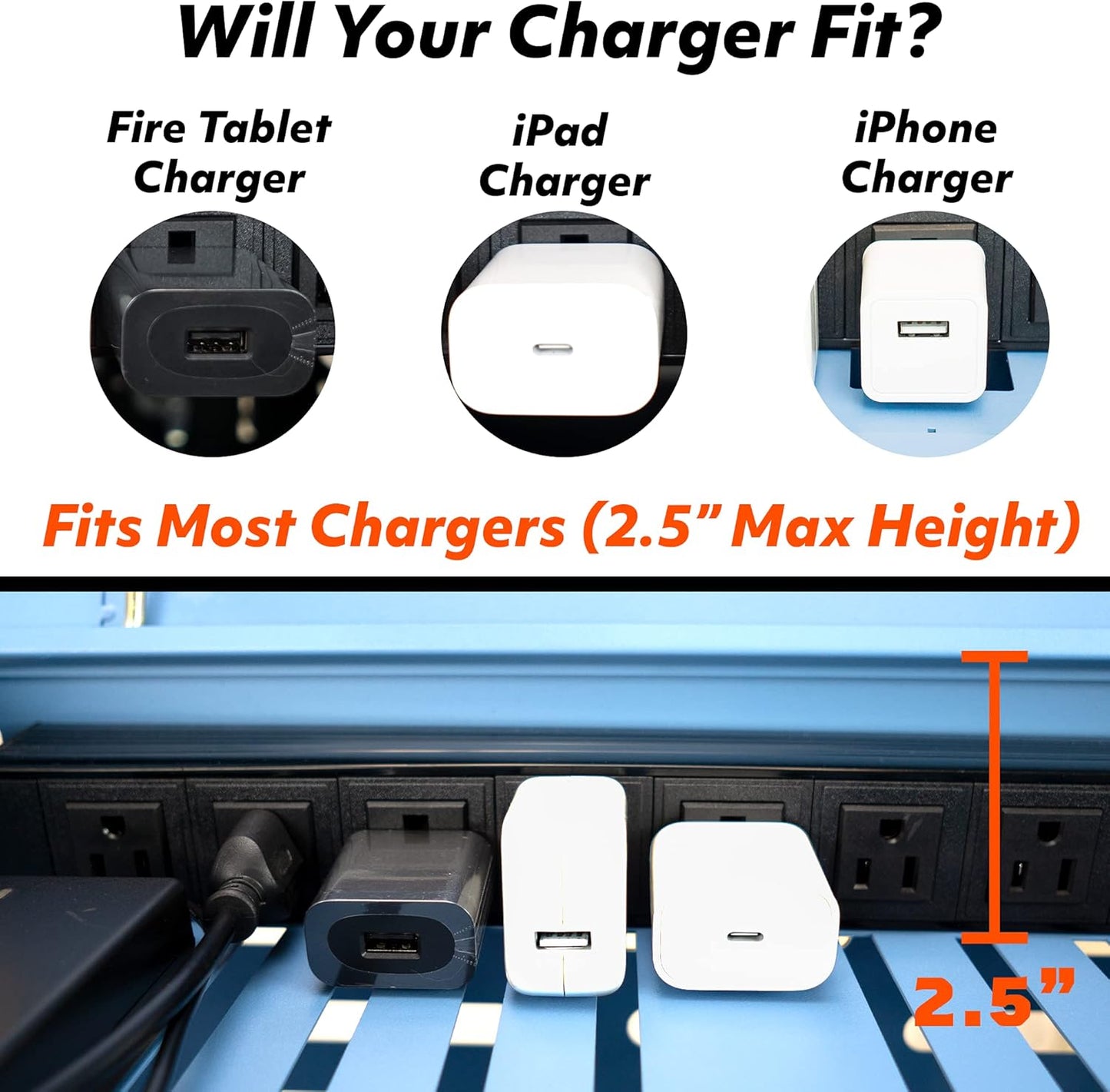 16-Device Charging Station for Chromebooks - Locking Charging Cabinet with Cable Management, Charger Storage, and Lock Included - Fits 14'' Screensize and 1.2'' Thick Tablets (Blue)