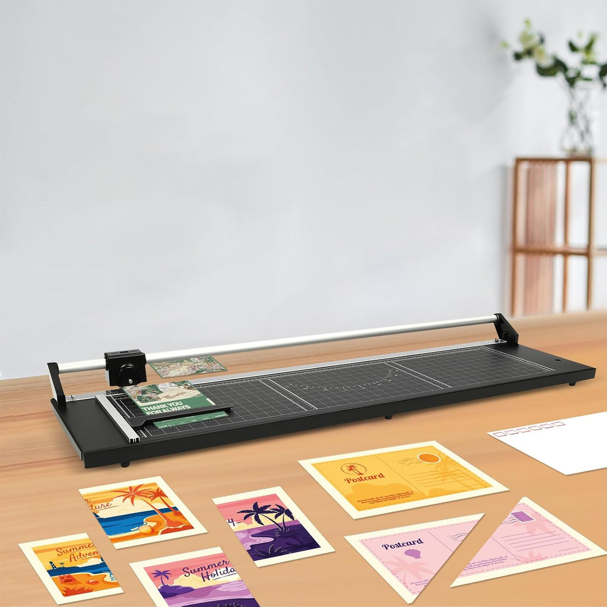 Rotary Paper Trimmer - Precision Cutting Tool with Self-Sharpening Blade for Photo Paper/Cardstock/Film, Heavy-Duty Craft Cutter for Scrapbooking & Office Use, Non-Slip Base & Angle Guide (36 inches)