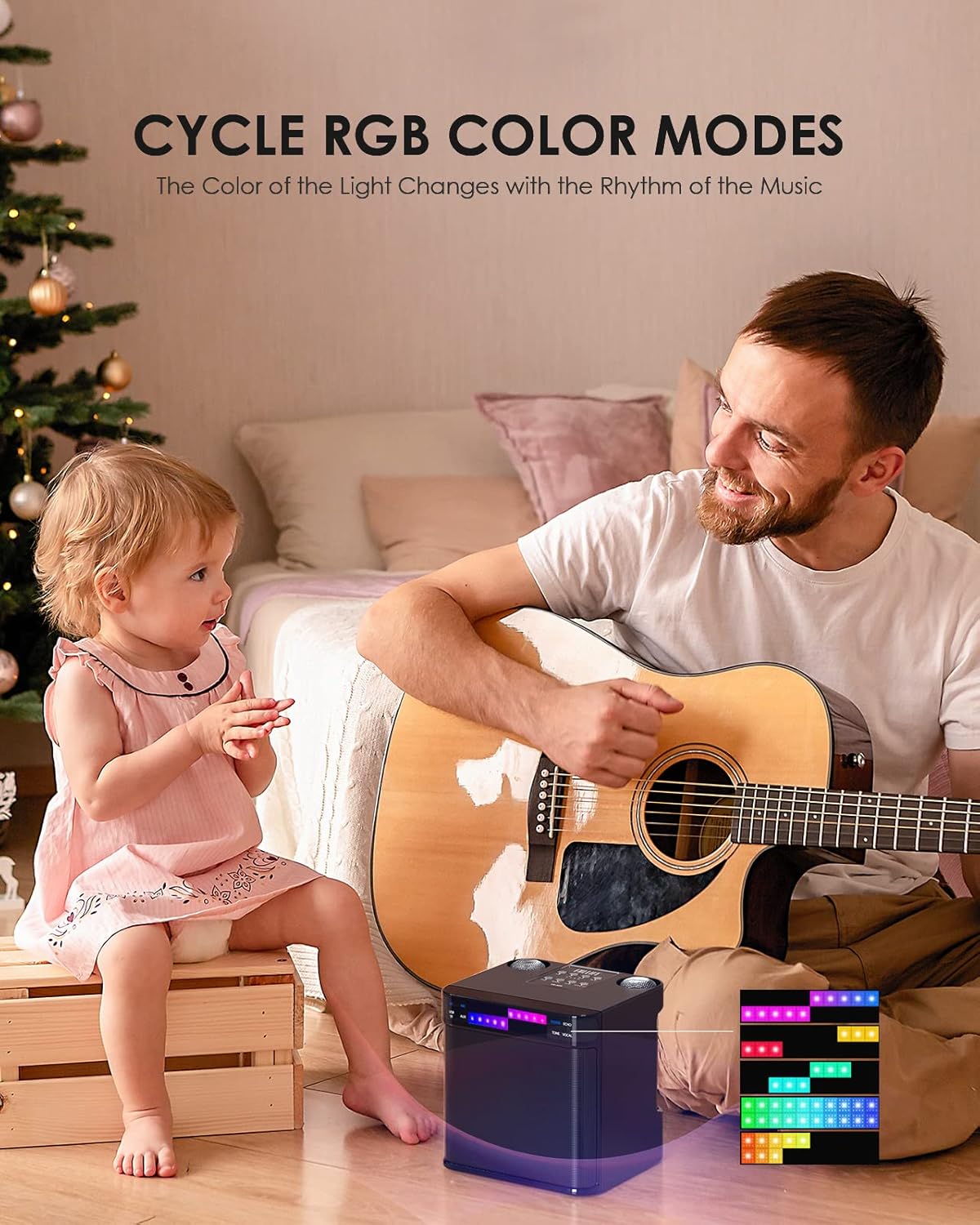 Karaoke Machine for Kids/Adults, FULLIFE 2024 Upgraded Portable Bluetooth PA Speaker System with 2 Wireless Microphones, Colorful LED Light That Changes, Sing Karaoke Set for Home Parties, Indoors