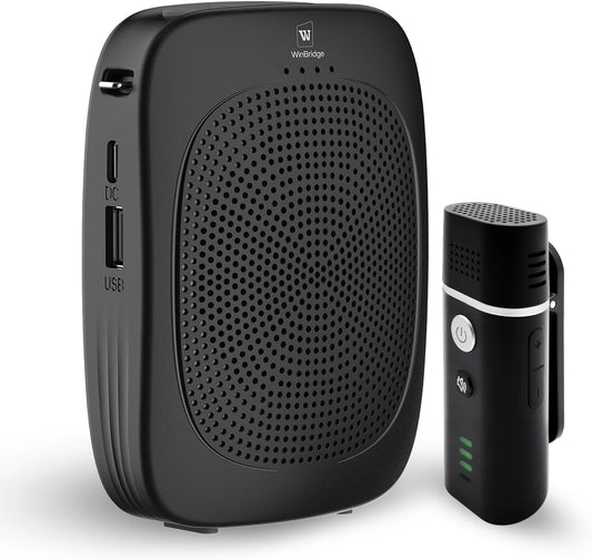 Bluetooth Voice Amplifier with Wireless Lavalier Lapel Microphone for Teachers, Portable Speaker Clip-On Microphone, Mini Megaphone PA System for Classroom/Yoga/Public Events C006