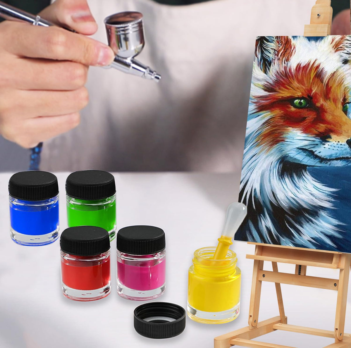 12pcs Airbrush Bottles Glass Jar for Air brush spray paint ink or colors storage