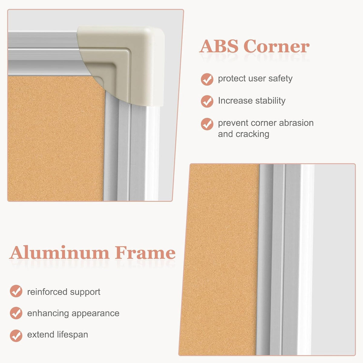Double-Sided Large Cork Board, 60" x 40" Foldable Hanging Aluminum Framed Bulletin Board, Vision Board Pin Board Corkboards for Walls, Office, School Decor, 20 Pushpins