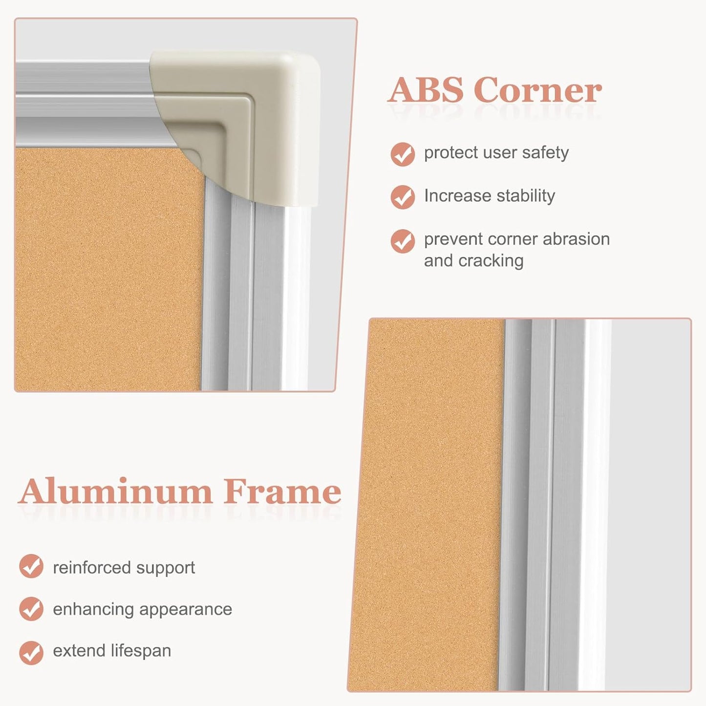 Double-Sided Large Cork Board, 48" x 36" Foldable Hanging Aluminum Framed Bulletin Board, Vision Board Pin Board Corkboards for Walls, Office, School Decor, 20 Pushpins