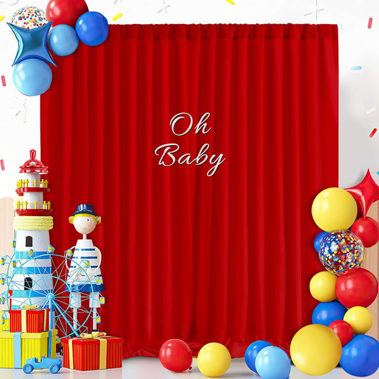Red Backdrop Curtains 30ft x 10ft: Polyester Photography Backdrop Drapes - Wedding Party Christmas Backdrop Decorations