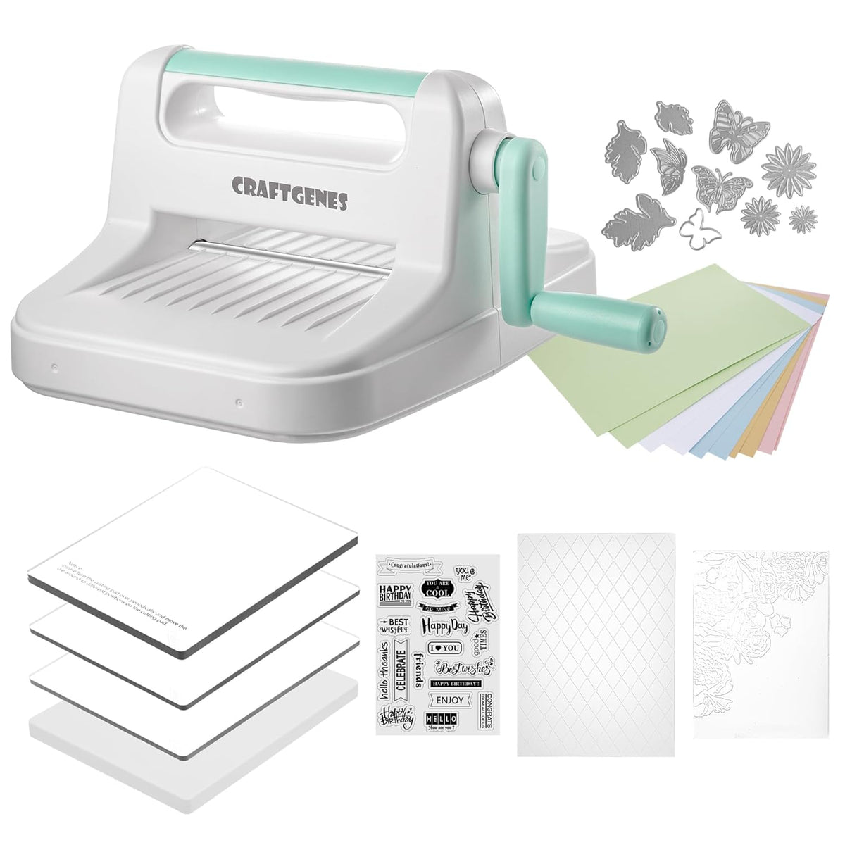 Die Cutting Machine, Manual Embossing Machine 6'' Opening Size for Cardmaking, Scrapbooking, and DIY Crafts – Complete Set with A5 Die Cuts, Embossing Folders, and Plates