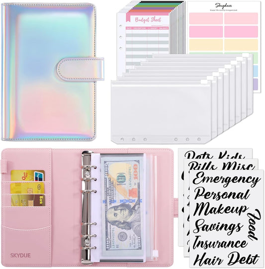 SKYDUE Budget Binder, Money Saving Binder with Zipper Envelopes, Cash Envelopes and Expense Budget Sheets for Budgeting