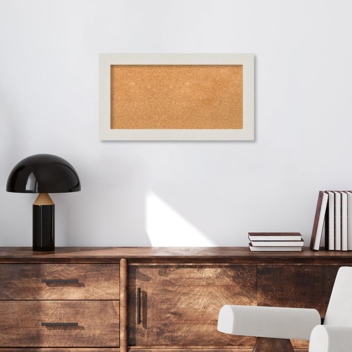 Amanti Art Natural Cork Board for Wall, 15x27 Vision Board with White Frame, Small Corkboard Office Decor for Home Organization, Country Rustic Corkboard Pinboard to Display Items for Home