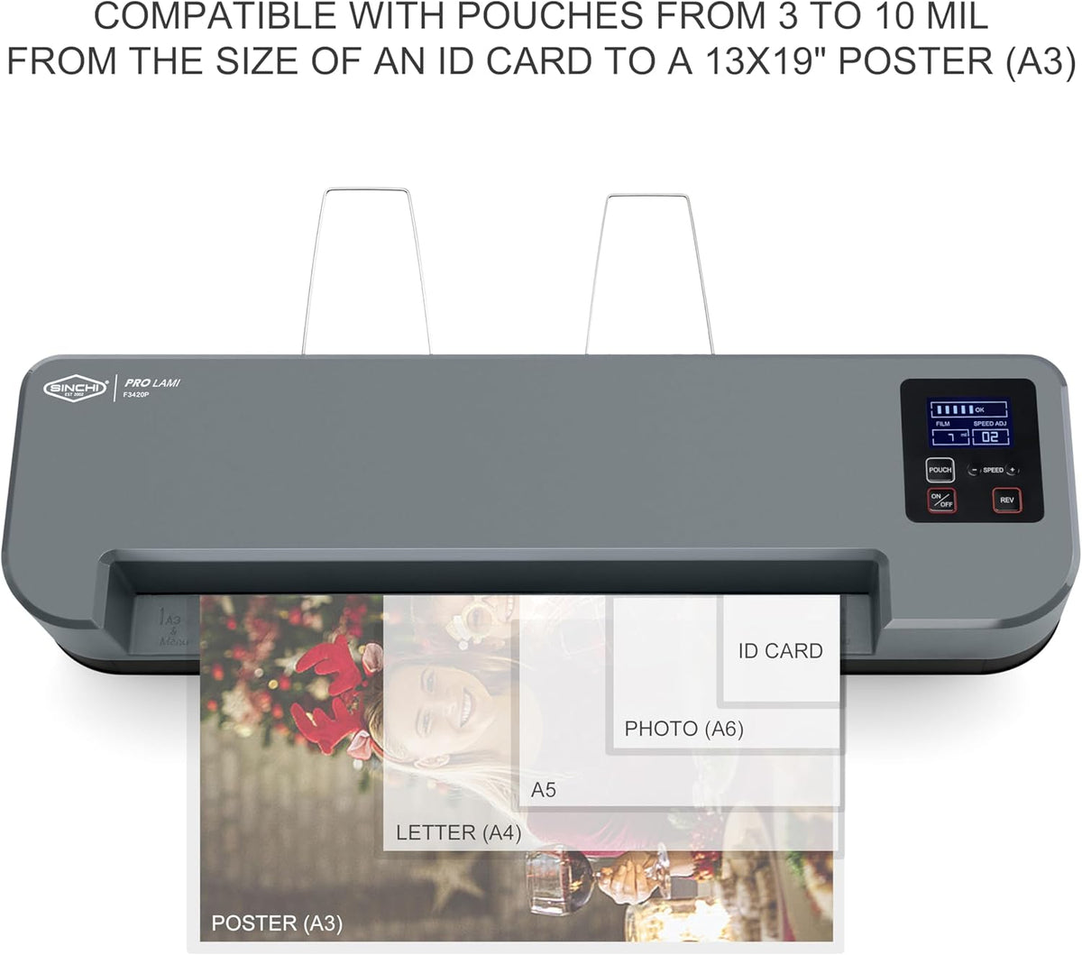 SINCHI 13-Inch 4-Roller Thermal Laminator & Foil Applicator w/LCD Display, 30s Warm-Up, 16s/Sheet, Supports 3–10 Mil, Micro-Adjust for Smoother Results, Commercial-Grade for Busy Offices, DIY Crafts