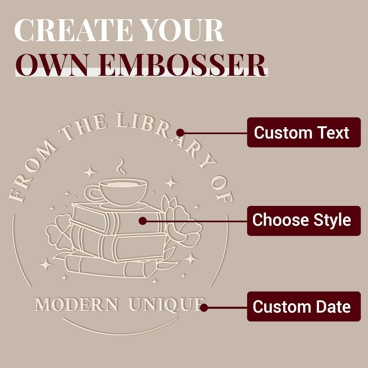 Easycosy Personalized Book Embosser | Custom Embosser & Stamps from The Library of | Book Stamp Personalized with Your Name & Choice Birthday Gifts for Book Lover(Book 2)