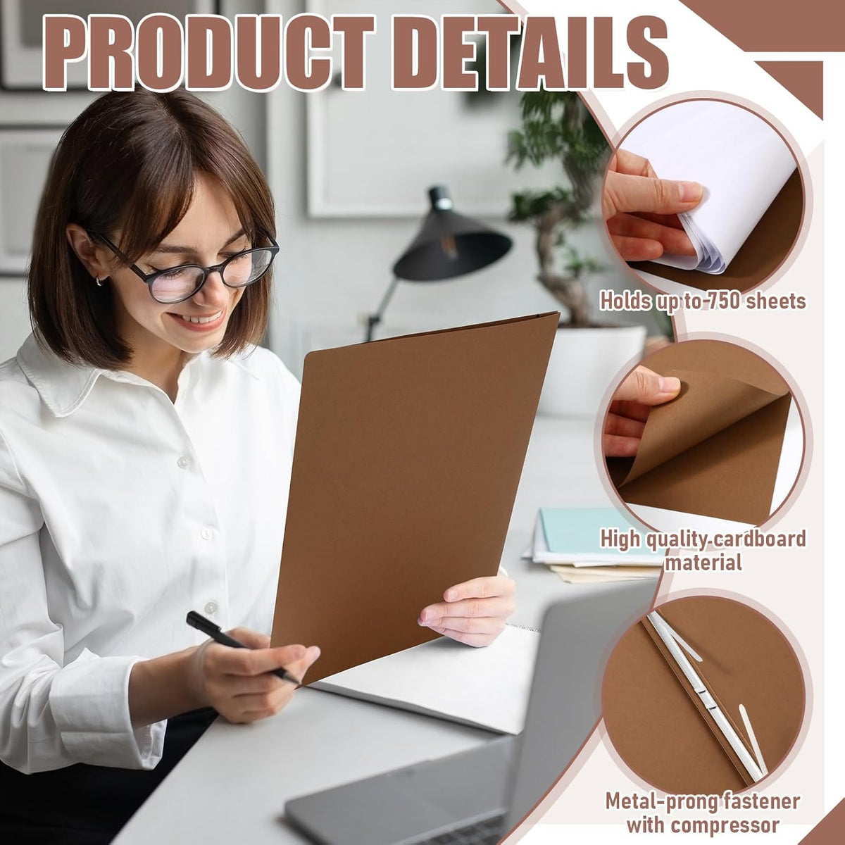 Zhanmai 15 Packs 8.5'' x 11'' Pressboard Report Covers, Metal Prong Fastener with Compressor, Letter Size 3'' Capacity Presentation Report Folder to Neatly Bind Reports, Proposals, Documents (Morandi)