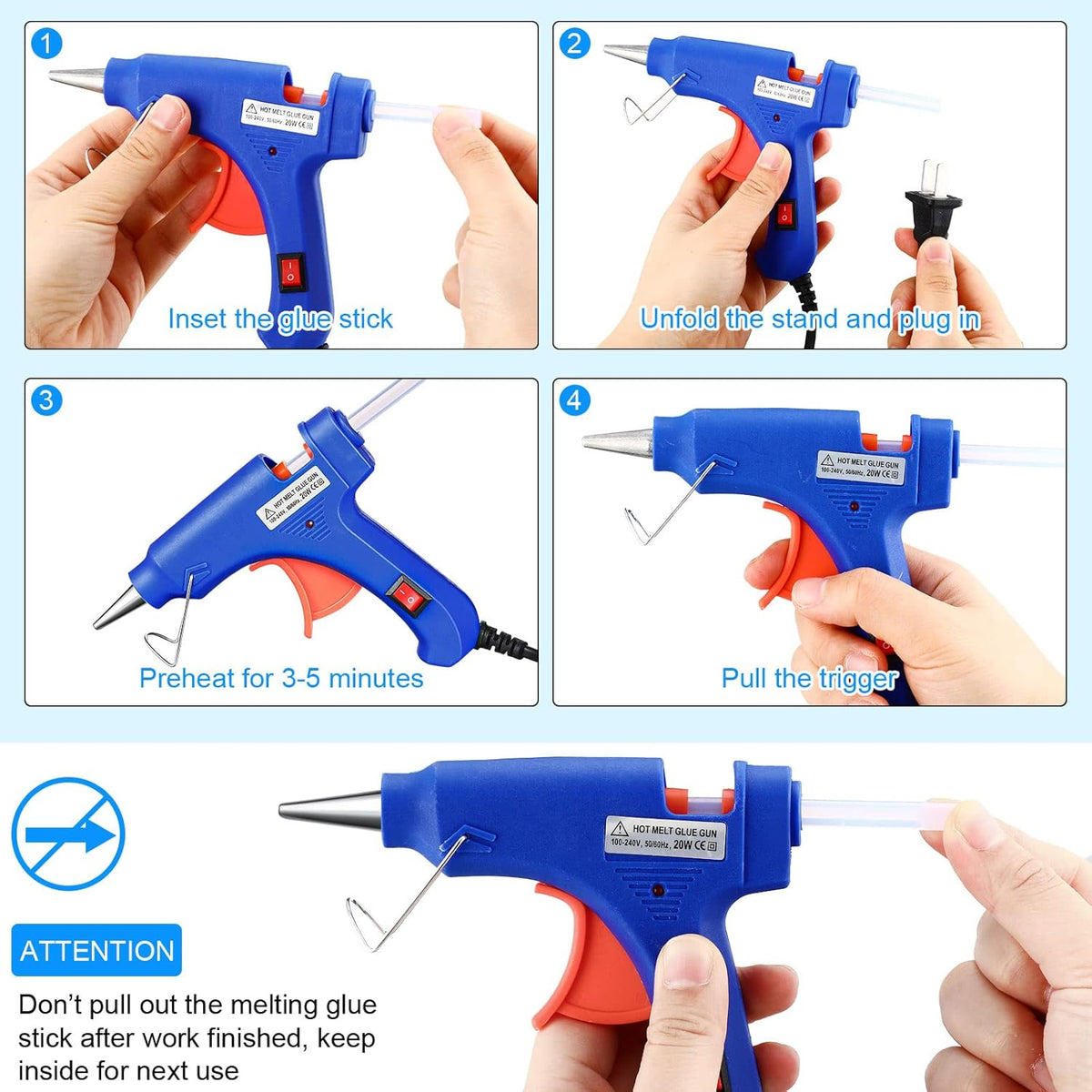 Zhengmy 24 Pcs Mini Hot Glue Gun with 40 Sticks Crafts Hot Glue Guns High Temp Repairs Kit for School DIY Arts Class Projects Office Home Quick Repairs