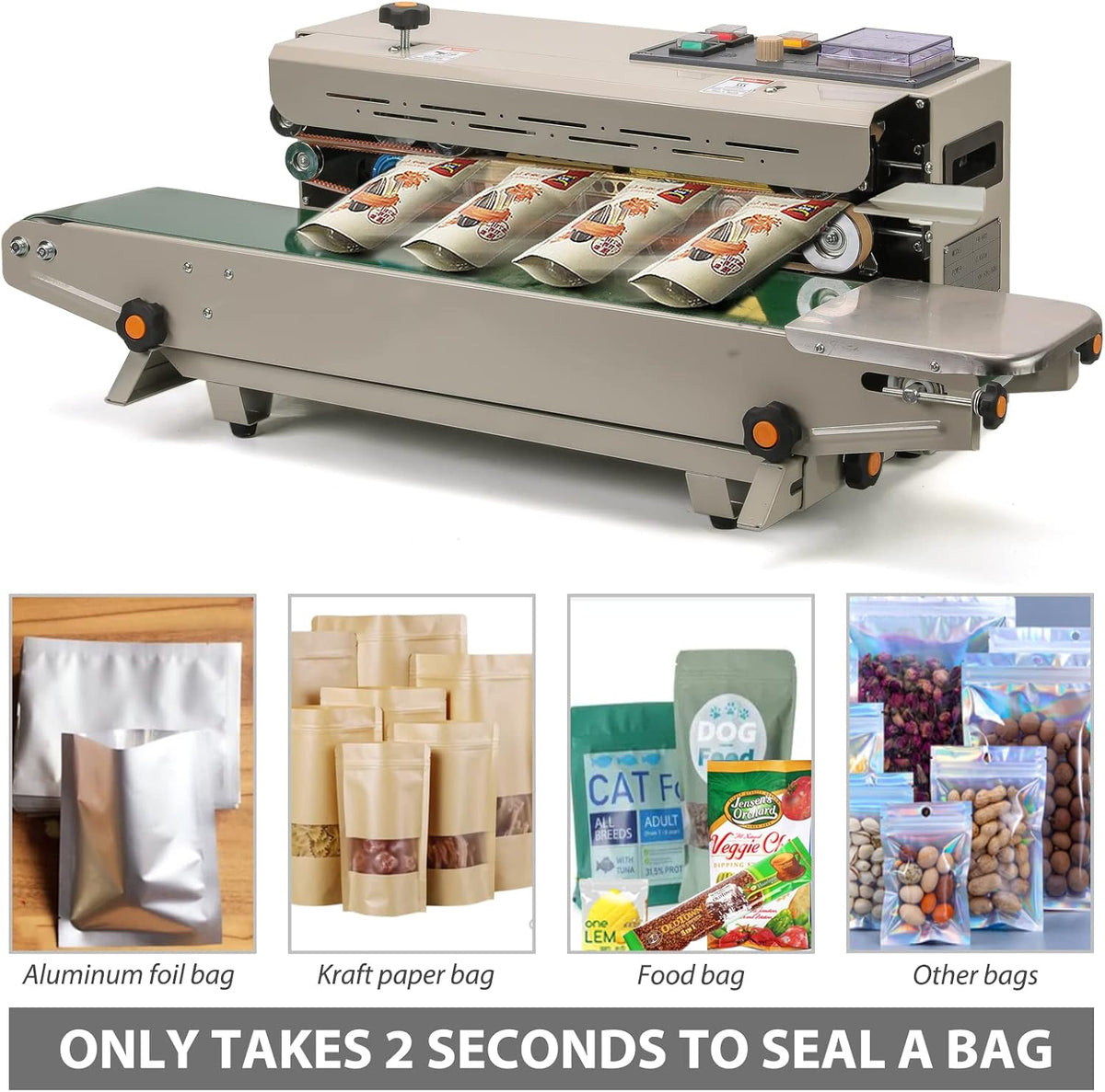 Continuous Sealing Machine FR-900 Automatic Horizontal Continuous Plastic Bag Band Sealing Sealer Machine Stamp Coding