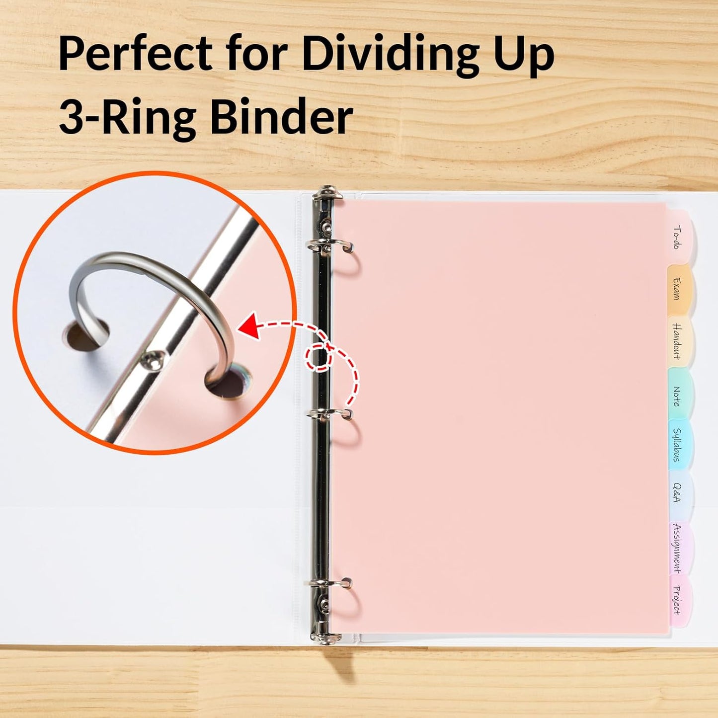 Sooez 8 Tabs Long-Lasting Plastic Write & Erase Large Tabs Dividers for 3 Ring Binder, Aesthetic Cute Pastels Binder Dividers for Student, Teacher, Office, Home Organizers, 12 Sets, Pastels Color