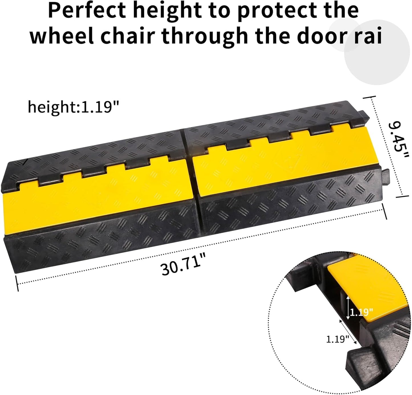 Rubber Cable Ramp Cord Cover Cable Protector Ramps Wire Hose Protective 2 Channel 22000Lbs Load Capacity Traffic Speed Bump for Asphalt Concrete Gravel Driveway Indoor Outdoor, 3 Packs