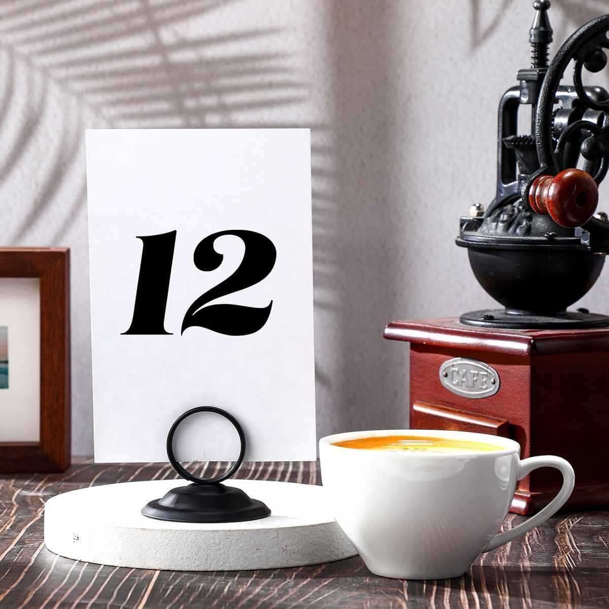 24 Pcs Table Number Holders Metal Place Card Holders Table Number Stands Tabletop Menu Sign Stands for Wedding Restaurant Recipe Banquet Birthday(Black)