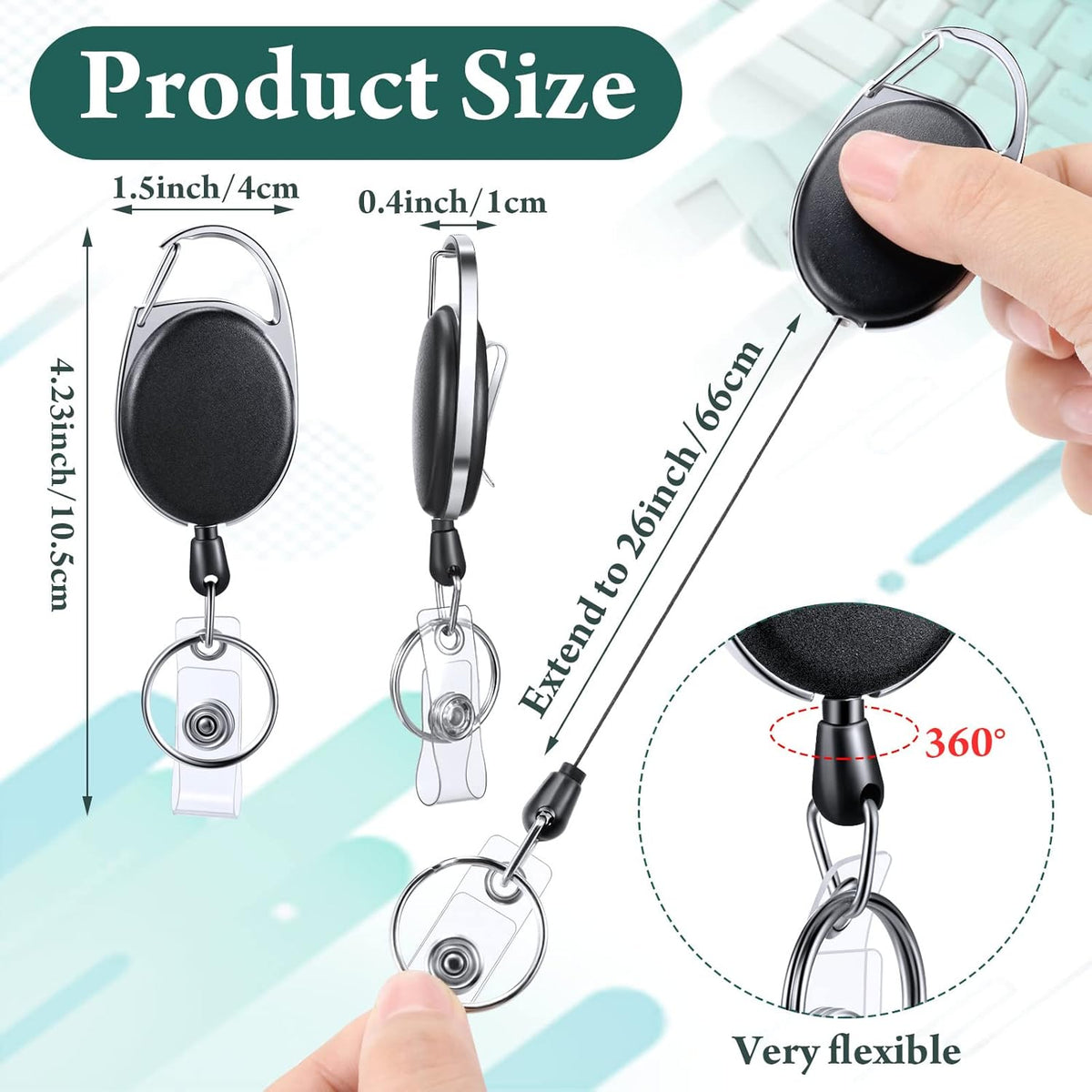 Honoson 50 Pcs Heavy Duty Retractable Badge Reels Batch ID Badge Holder Retractable Clip Bulk Key Holder with Ring for Office Worker Employee, Doctor Nurse Gifts (Bright Color)