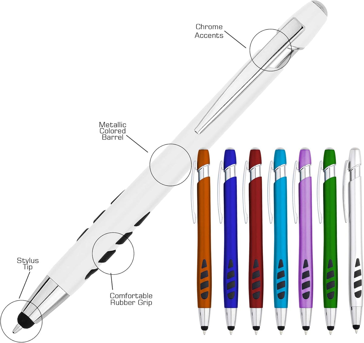 Personalized with Your Custom Logo or Text Pens-300 Pack Bulk-for Businesses, Parties, and Events, 2 in 1 Capacitive Stylus & Ballpoint Pen Compatible with Most Touchscreen Devices, Purple