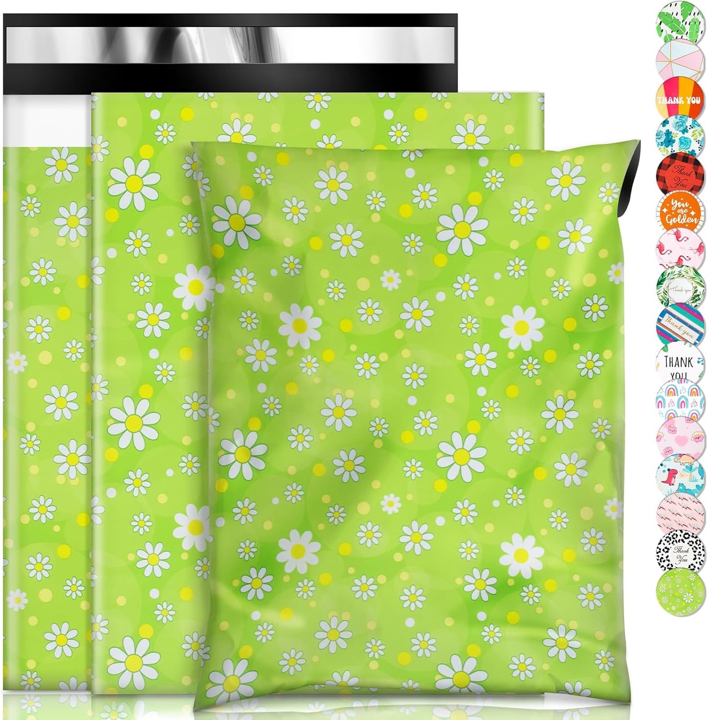 Oududianzi Poly Mailers 10X13, 100Pack Shipping Bags, Fashion Shipping Envelopes, Plastic Packaging Bags, Self-Seal Polymailers, Mailing Poly Bags for Business, Clothing (Daisy)