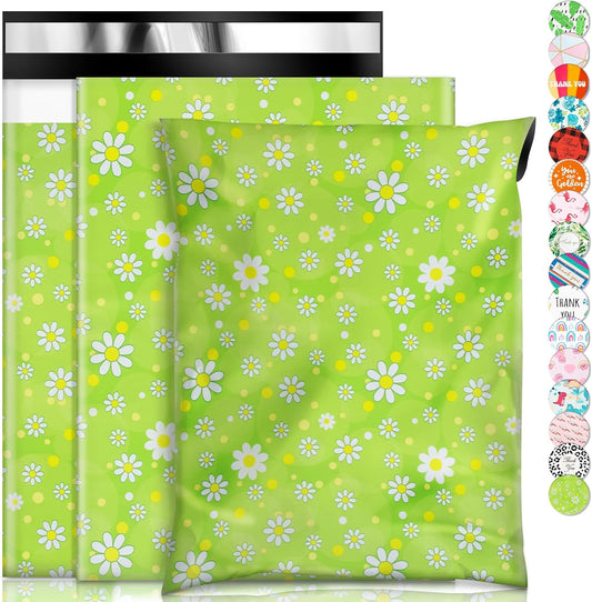 Oududianzi Poly Mailers 10X13, 100Pack Shipping Bags, Fashion Shipping Envelopes, Plastic Packaging Bags, Self-Seal Polymailers, Mailing Poly Bags for Business, Clothing (Daisy)
