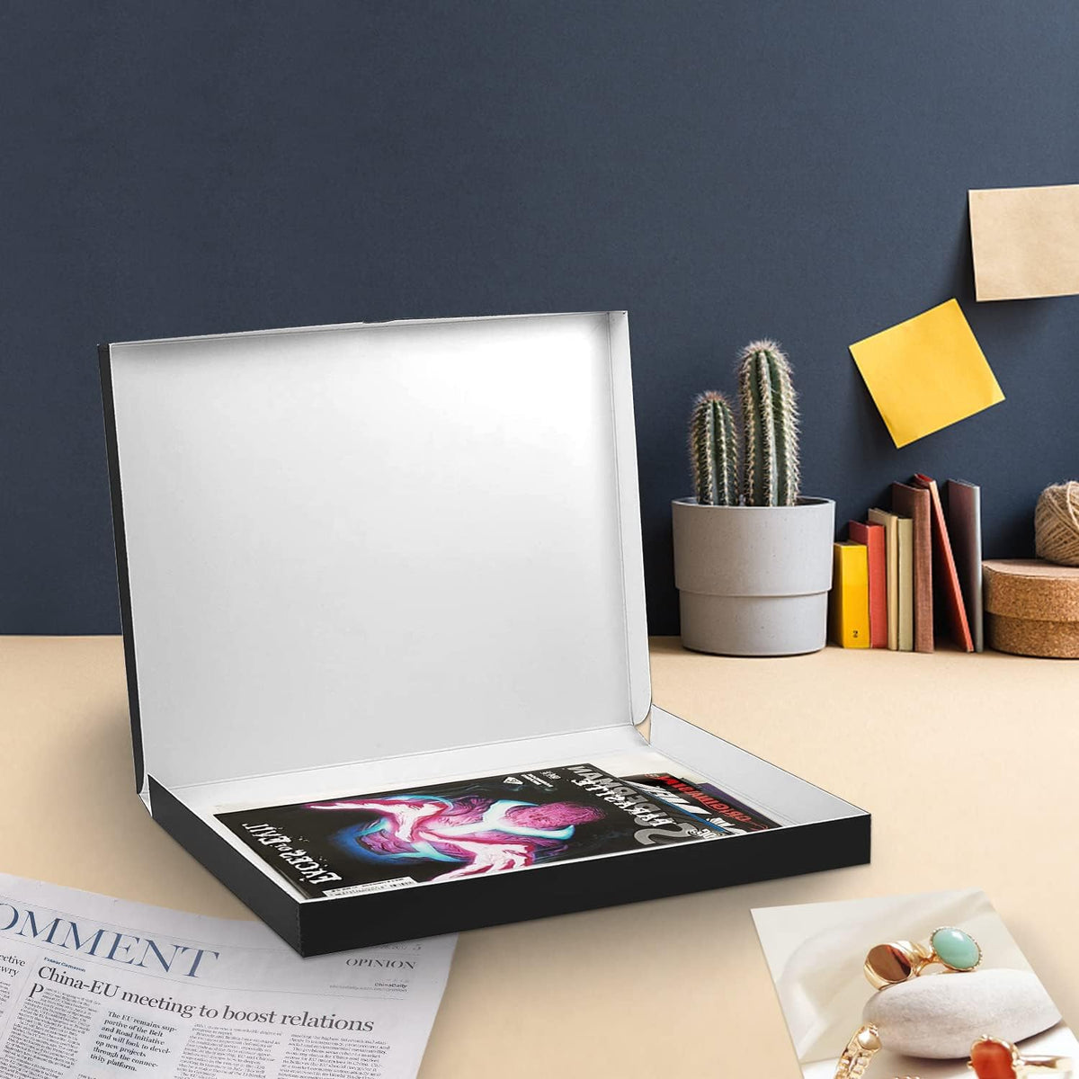 Lineco 16x20 Black Clamshell Archival Folio Storage Box, 1.75" Deep. Acid-Free with Metal Edge. Preserves Picture Longevity, Organize Photos or Documents, Crafts, DIY
