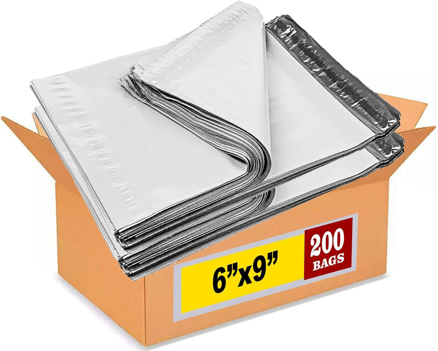 iMBAPrice White Poly Mailers 6x9 Inch, 200-Pack Small Size #1 Poly Mailing Envelopes Bags, Self Seal Adhesive Waterproof and Tear Proof Packing Bag (Total 200 Bags)