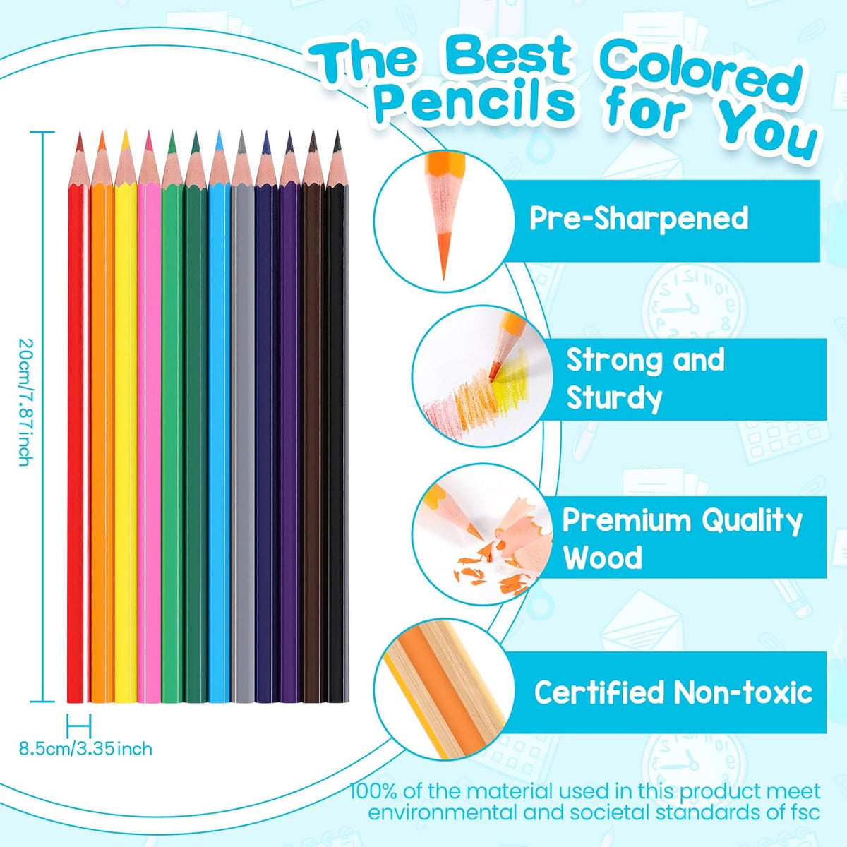 144 Count Colored Pencils for Kids, 12 Packs Colored Pencils Bulk 12 Colors, Pre-sharpened Color Pencils for Adults, Bulk School Supplies for Teachers, Back to School Supplies, Classroom Prizes