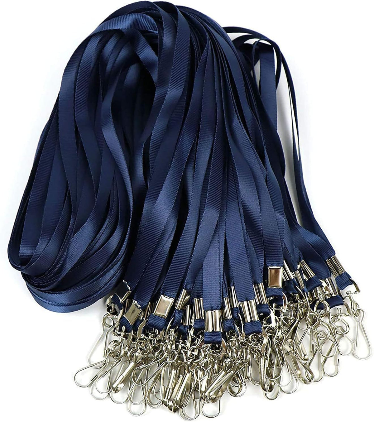 Navy Blue Lanyards 100 Pcs Lanyard for Id Badges Flat Lanyard with Badge Clip with J-Hook (Navy Blue)