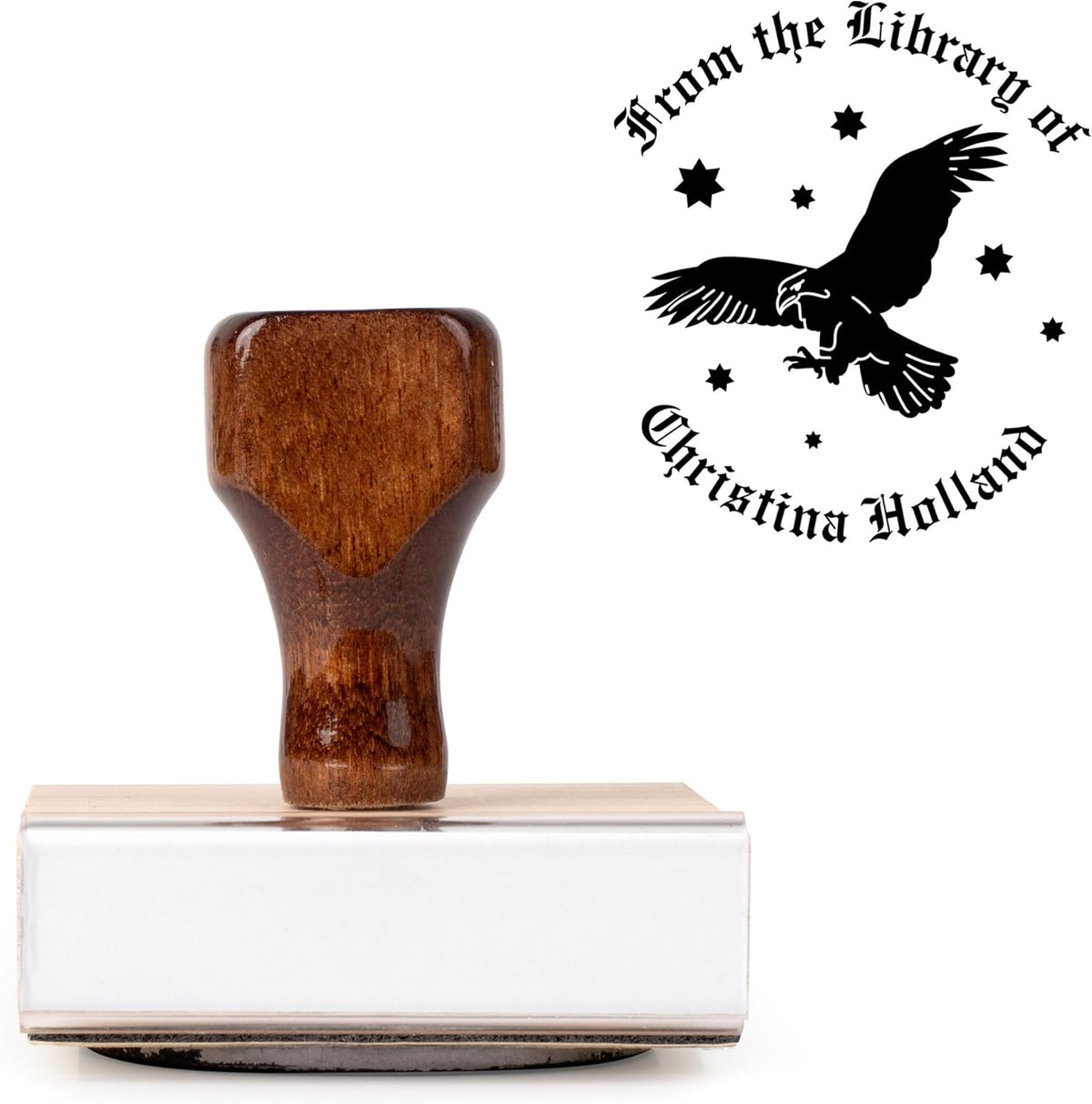 from The Library of Embossers & Stamps for Fantasy Book Readers | Custom Embosser | Custom Stamp | Ex Libris | Elevate Your Fantasy Collection of Stories and Novels (Design 10, Wood Hand Stamp)