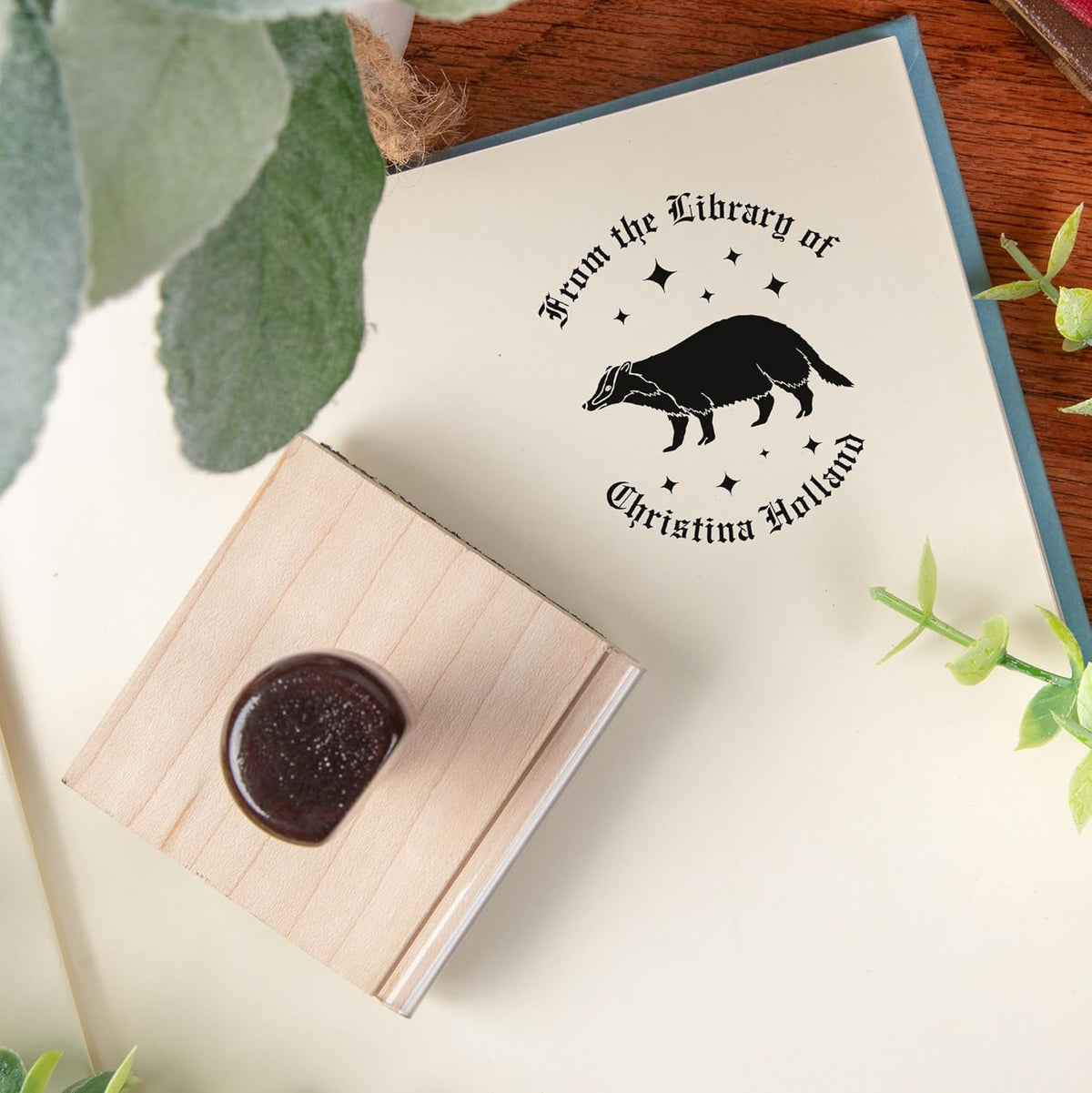 from The Library of Embossers & Stamps for Fantasy Book Readers | Custom Embosser | Custom Stamp | Ex Libris | Elevate Your Fantasy Collection of Stories and Novels (Design 8, Wood Hand Stamp)