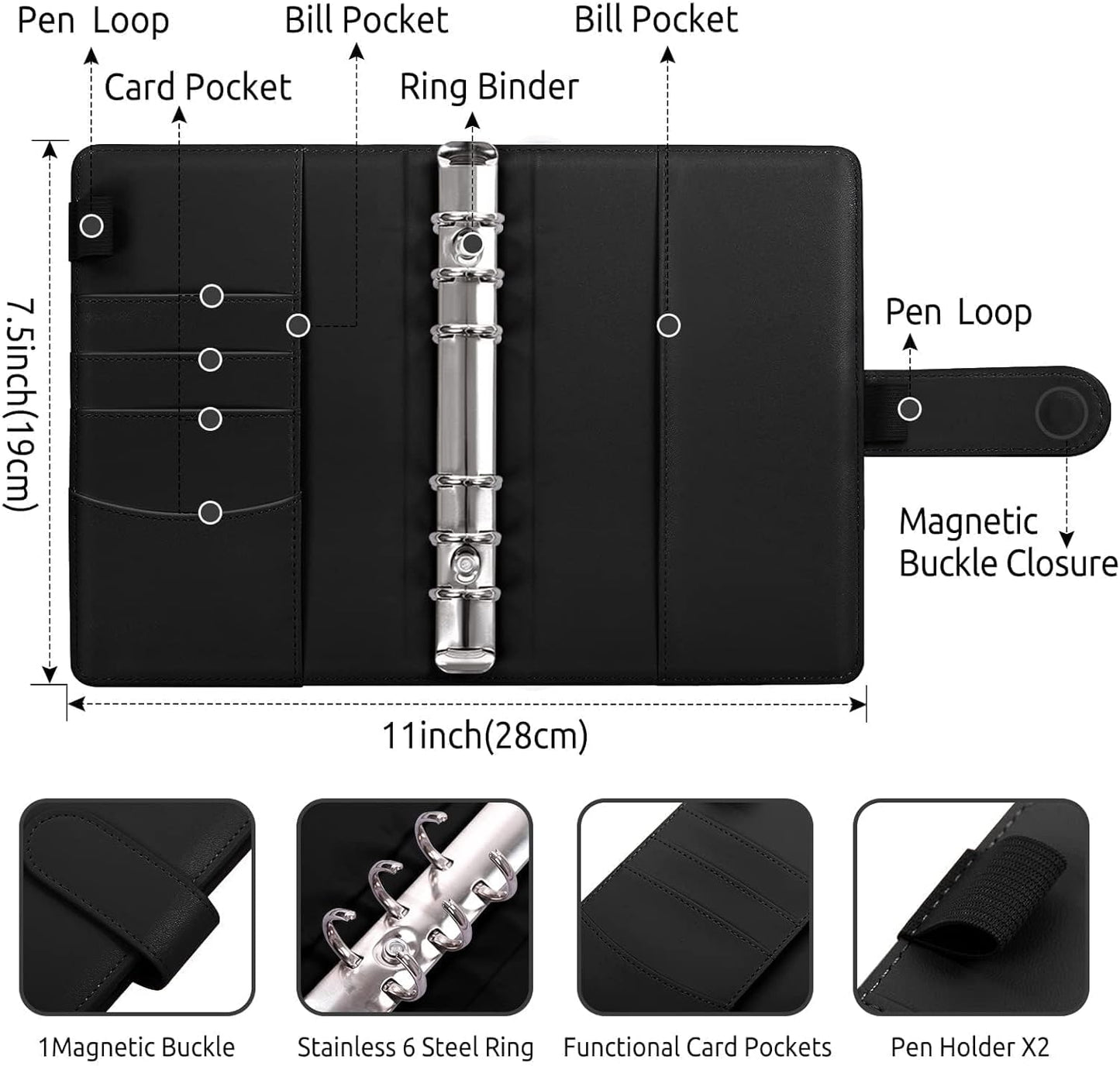 SKYDUE Budget Binder, Money Saving Binder with Zipper Envelopes, Cash Envelopes and Expense Budget Sheets for Budgeting