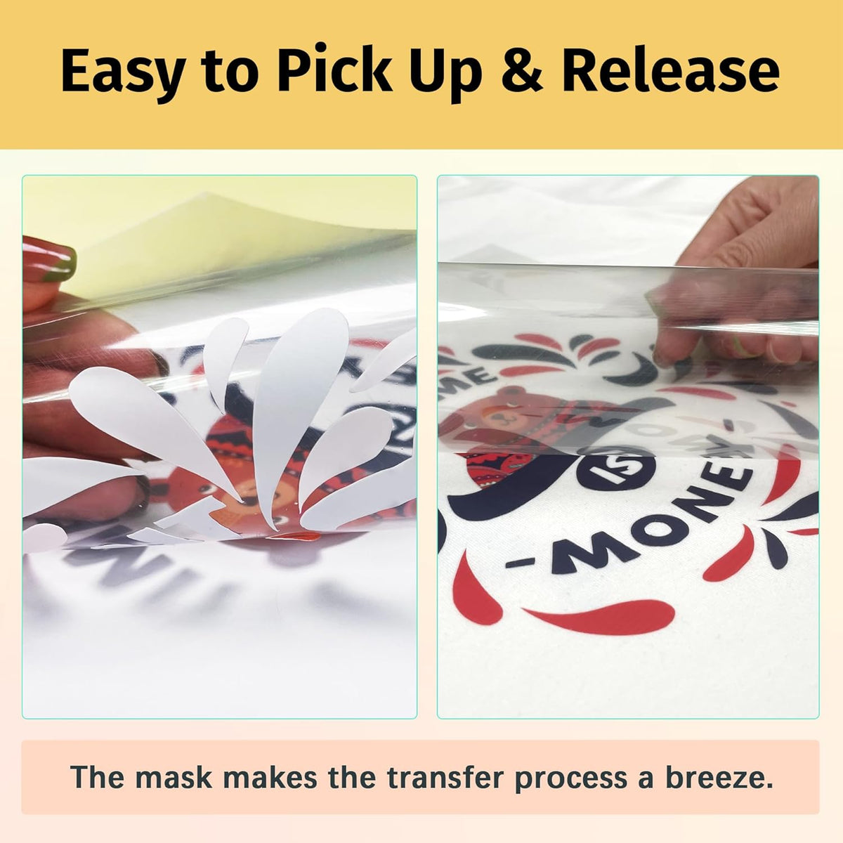 TransOurDream Tru-Heat Transfer Mask for Light T Shirts Transfer Paper (10 sheets, 8.5"x11") Clear Iron on Transfer Tape for Printable HTV Vinyl (TAPL-10)