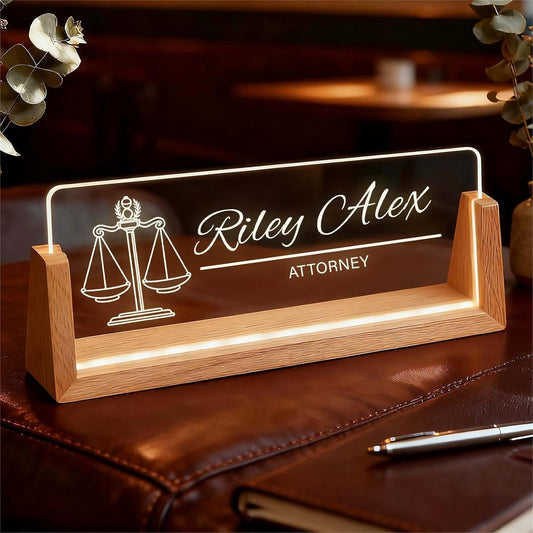 Personalized Desk Name Plate, Custom Light Up Acrylic Office Sign for Coworker Boss Teacher Gift, Employee Recognition, Professional Workplace Decor