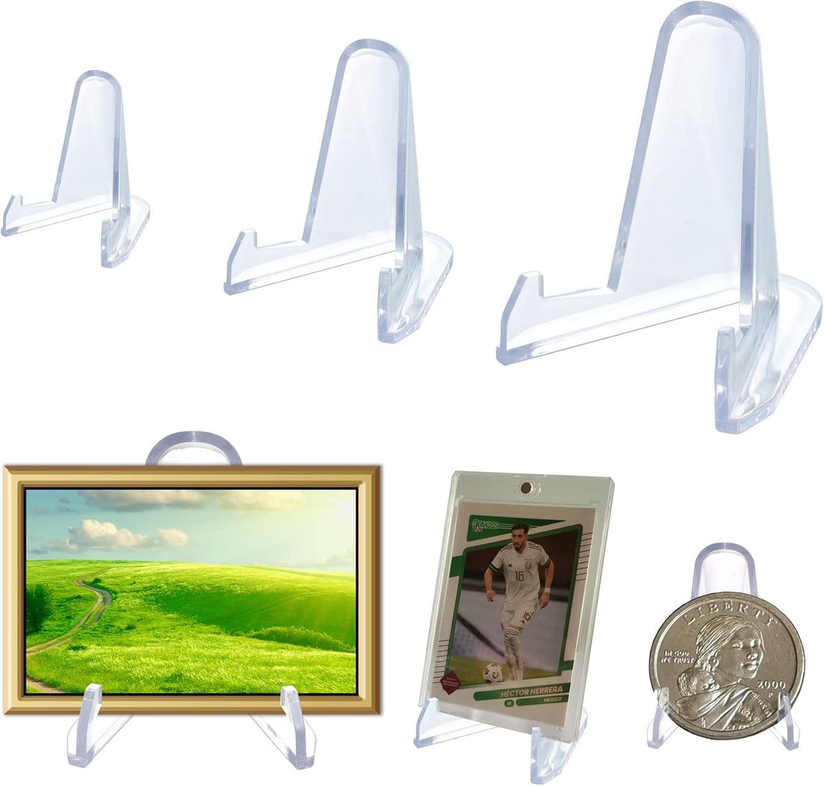 36 Packs(3 SIzes) Acrylic Easel Stands Display Stands/Plate Stands Coin Display Easel Holder for Air-Tite Coins Pocket Watches Capsules Challenge Medals Casino Chips , Photo Display,Baseball Sports