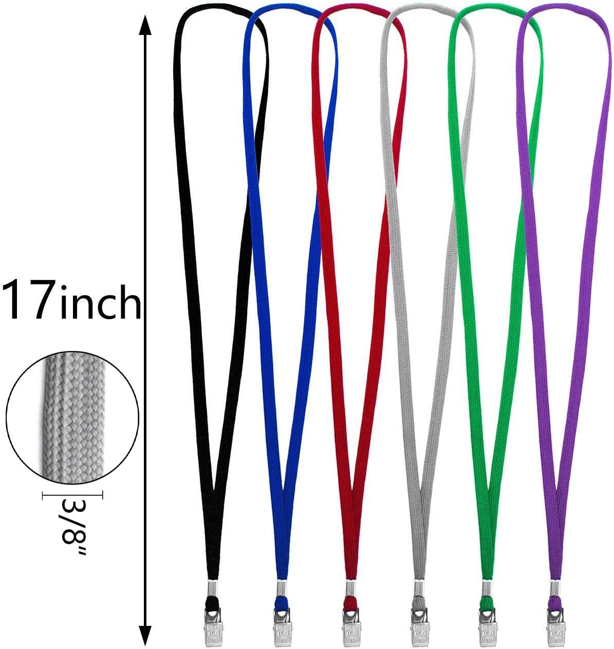Lanyard 100 Pack Black Badge Lanyards Flat Lanyards Round 32" with Badge Clip (Navy Blue)