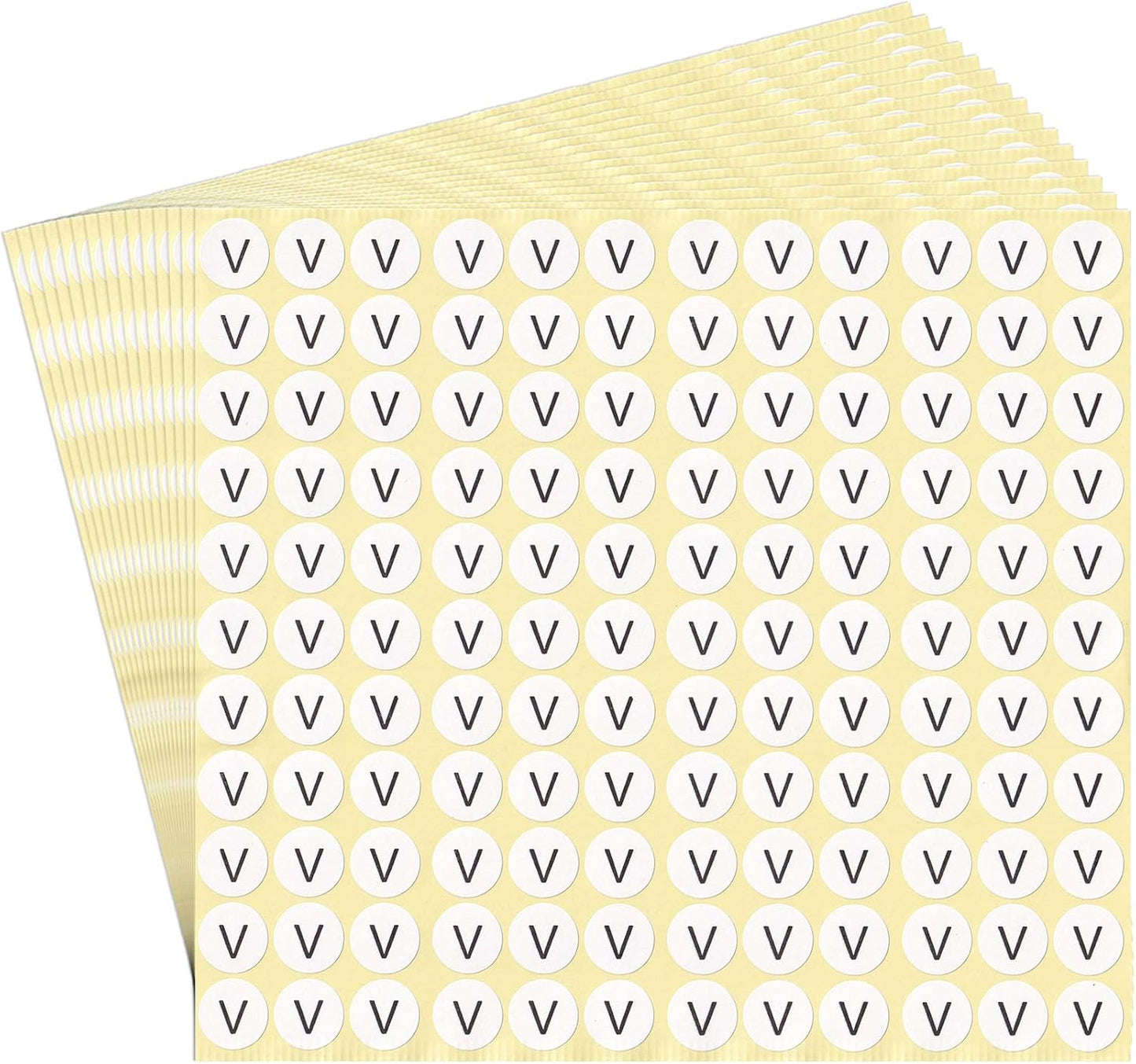 dealzEpic - Alphabet Stickers of The Letter V - Small Round Paper Self-Adhesive Peel and Stick Letter Labels - Set of 15 Sheets
