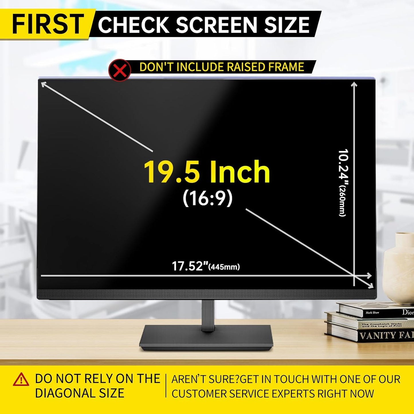 19.5 Inch Computer Privacy Screen for 16:9 Computer Monitor, Anti-Blue Light Monitor Privacy Screen Filter, Anti-UV Computer Shield