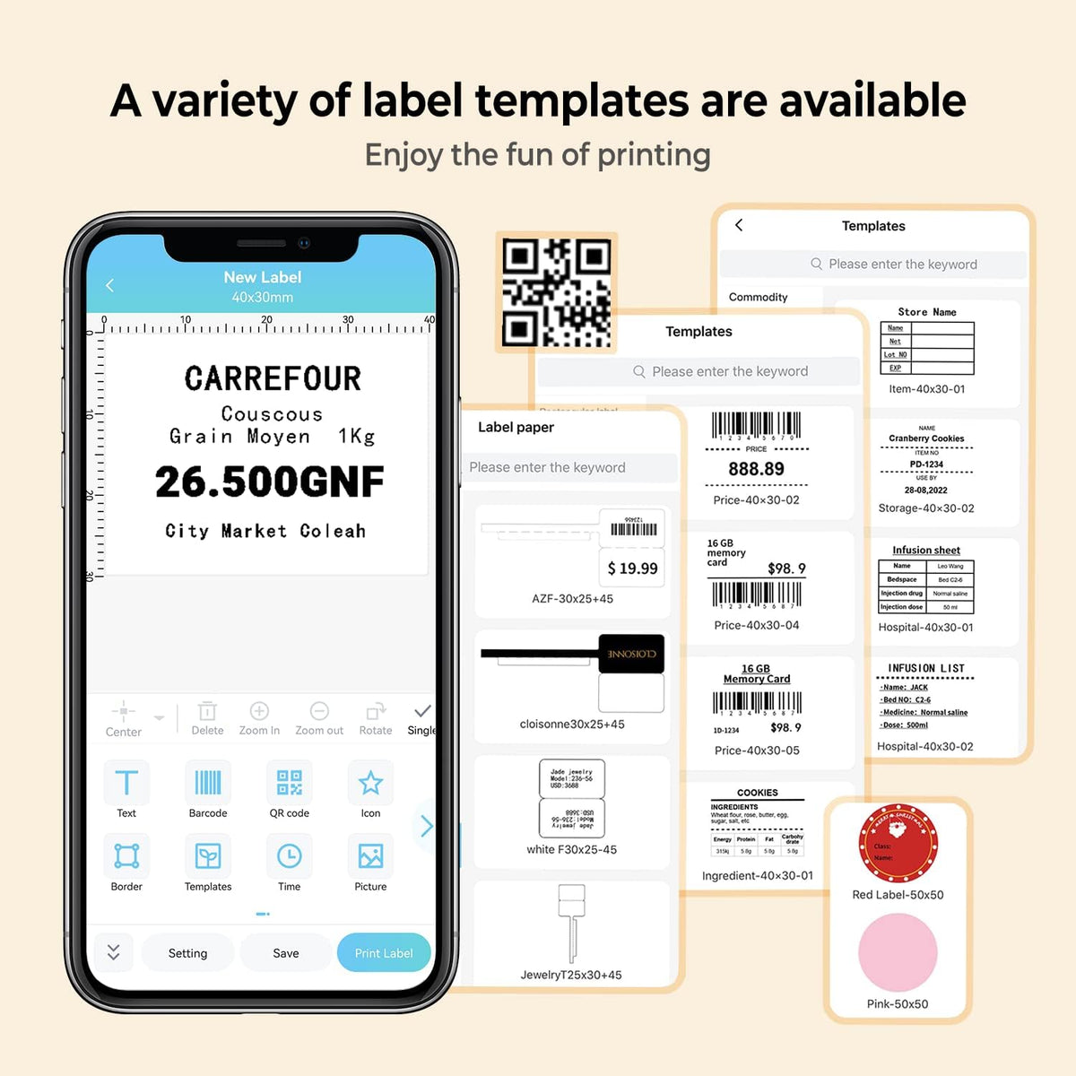 Phomemo M110 Label Maker Machine-Barcode Label Printer, Portable Sticker Maker for Price Tag, Logo,Address, Mailing, Home, Office & Small Business, Compatible with Phones&PC Orange