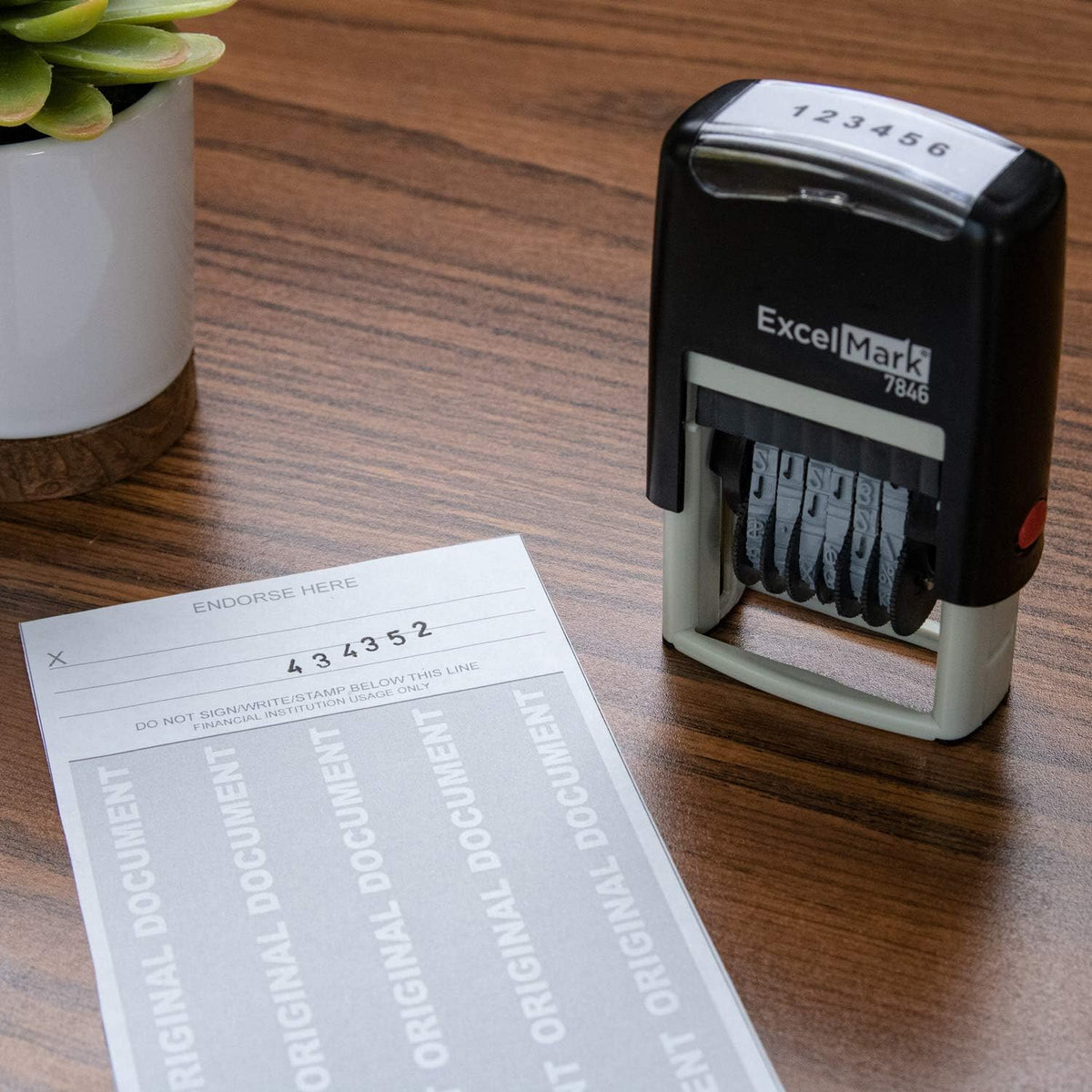 ExcelMark Self-Inking Rubber Number Stamp, Black Numbering Stamp, 6 Digit