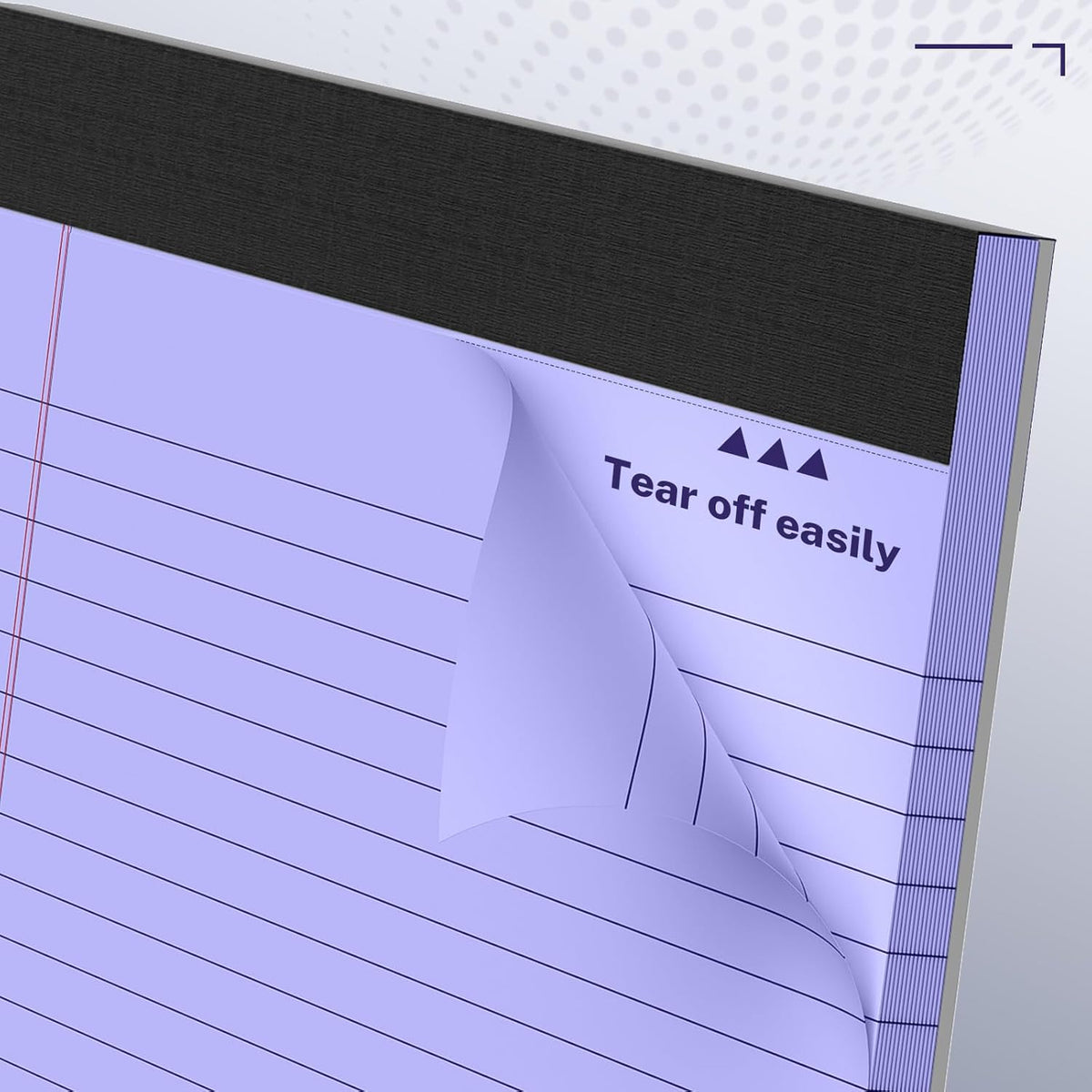 3 Pack Wide Legal Pads 11" x 9.5" (Landscape Format) Purple College Ruled Note Pad Narrow Ruled 30 Sheets per Notepad Perforated Writing Paper with Thick Backboard Horizontal Pads of Paper