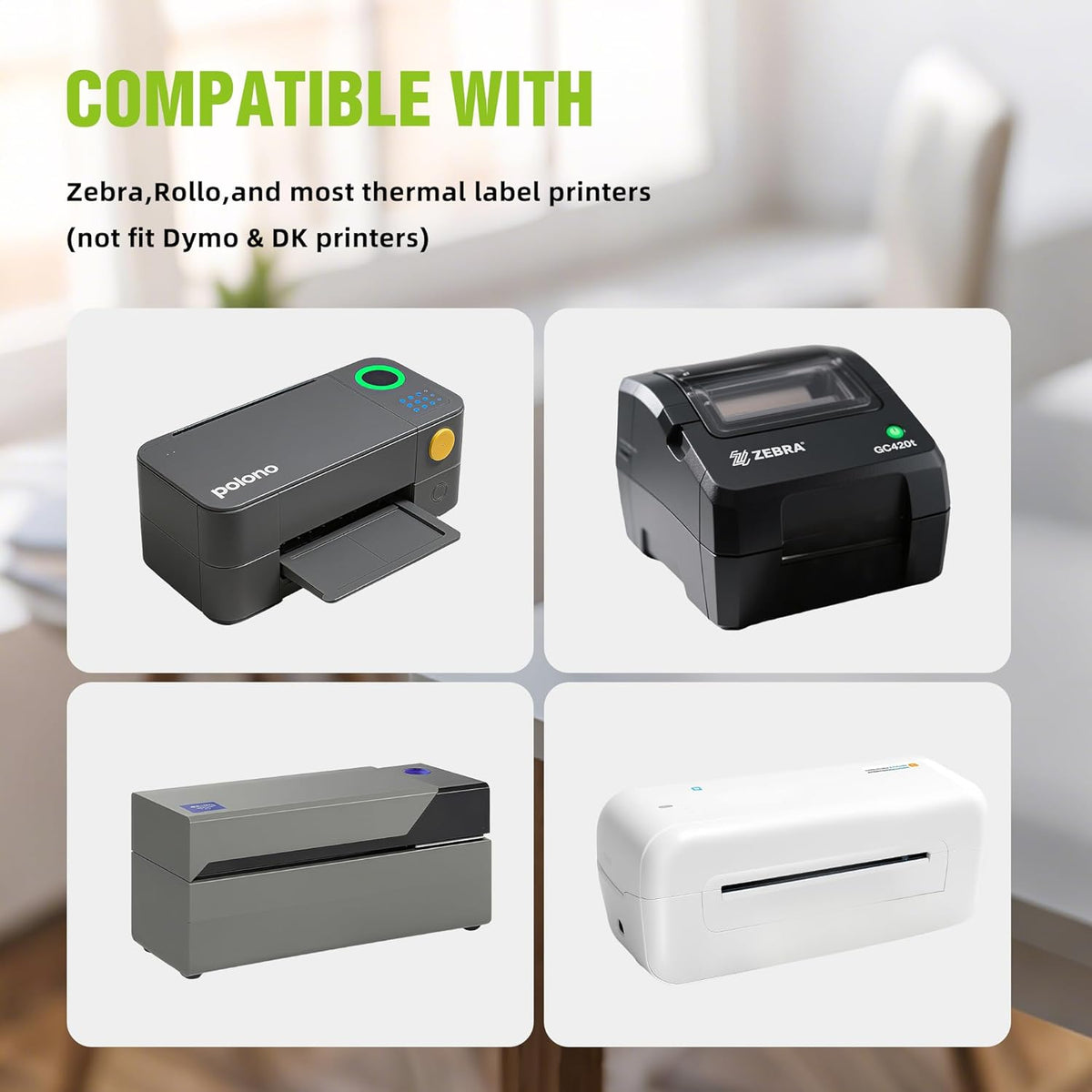 2"x 1" Direct Thermal Labels-Perforated Barcodes, Shipping Label Paper, Compatible with Zebra & Rollo Printers（12 Rolls，1000 Labels/Roll）