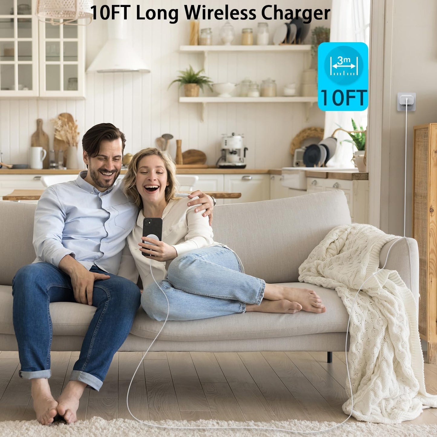 Magnetic iPhone Wireless Charger,10FT Fast Charging Apple Mag Safe Charger Wireless Charging Pad for iPhone 16 Pro Max/16 Plus/15 Pro Max/15 Plus/14/13/12/11/AirPods 4/3/Pro2 Phone Mag safe Charge Pad