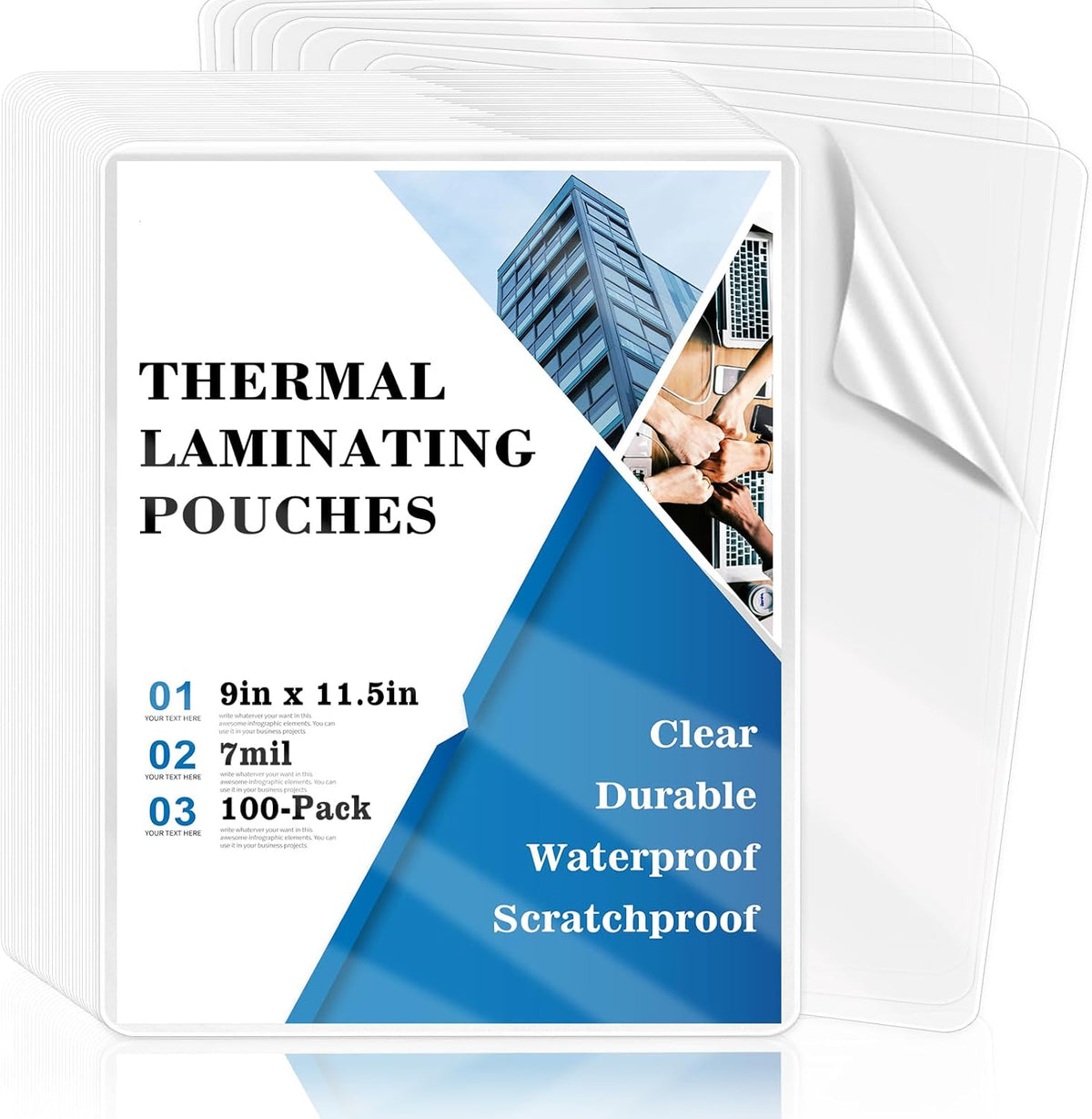 100 Pack 9x11.5inch 7mil Letter Size Laminating Sheets Thermal Laminating Pouches Paper Laminator Sheets File Card Laminator Pouches 8.5x11inch for Permits Cards File Photos (100, 9"x11.5"-7mil)