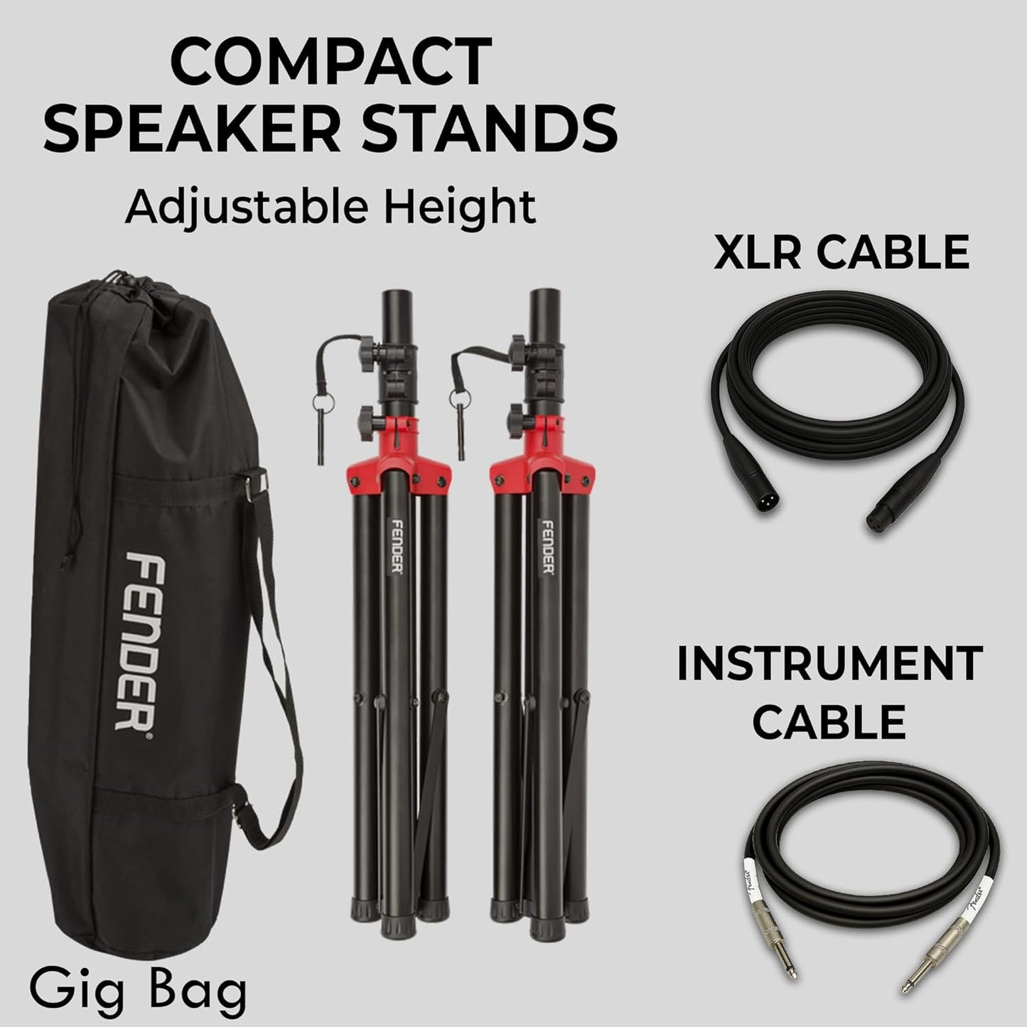 Fender Passport Conference S2 Portable PA System Bundle with Compact Speaker Stands, XLR Cable, and Instrument Cable
