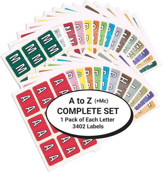 Alphabet Labels for File Folders, A to Z Plus Mc Complete Set, NO File Box and Indexes, Doctor Stuff, 126 Stickers of Each Letter, 3402 Labels, Barkley/Sycom FABKM - BRAM Series Compatible Stickers